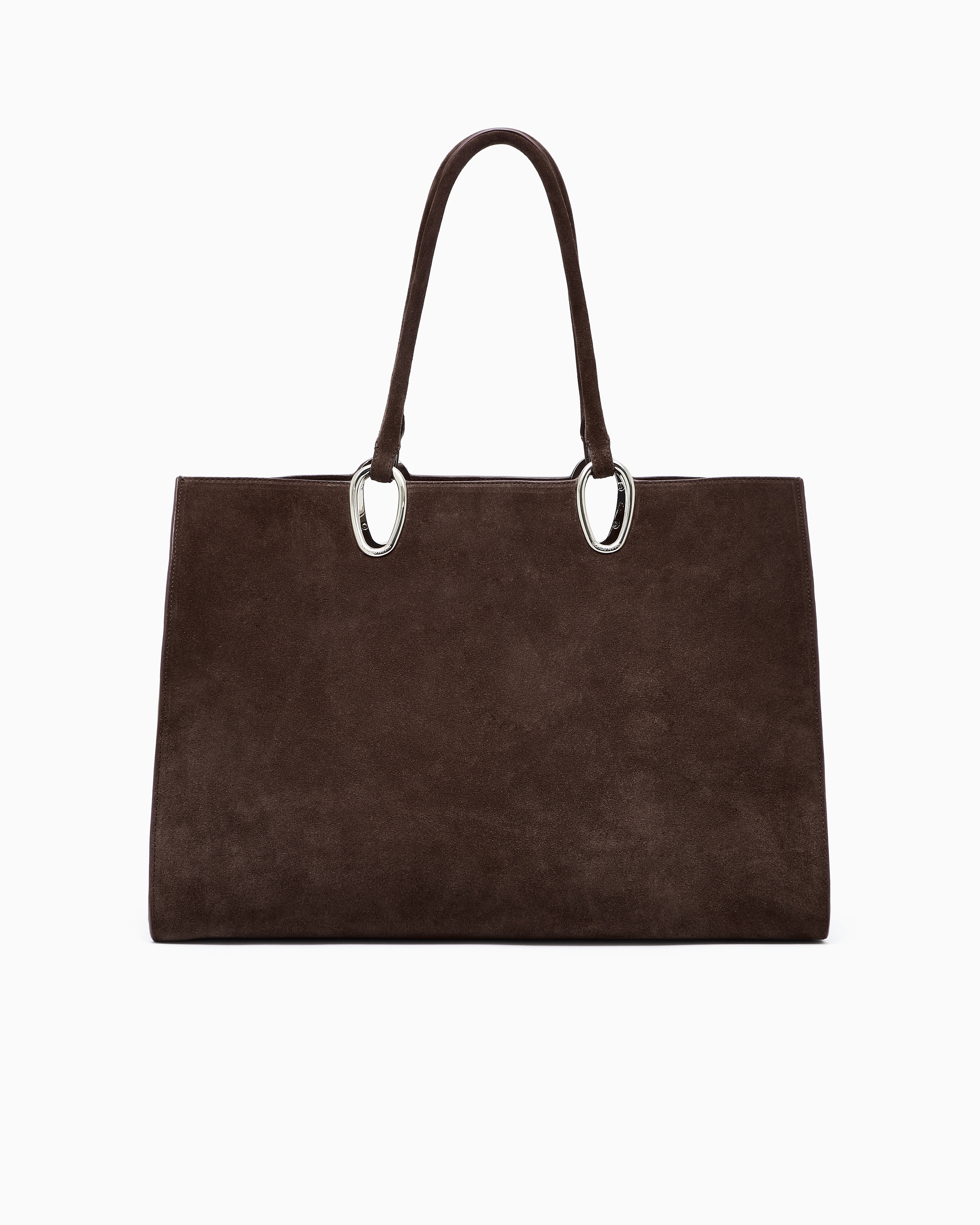 Giorgio Armani Medium Suede Shopper Bag In Brown