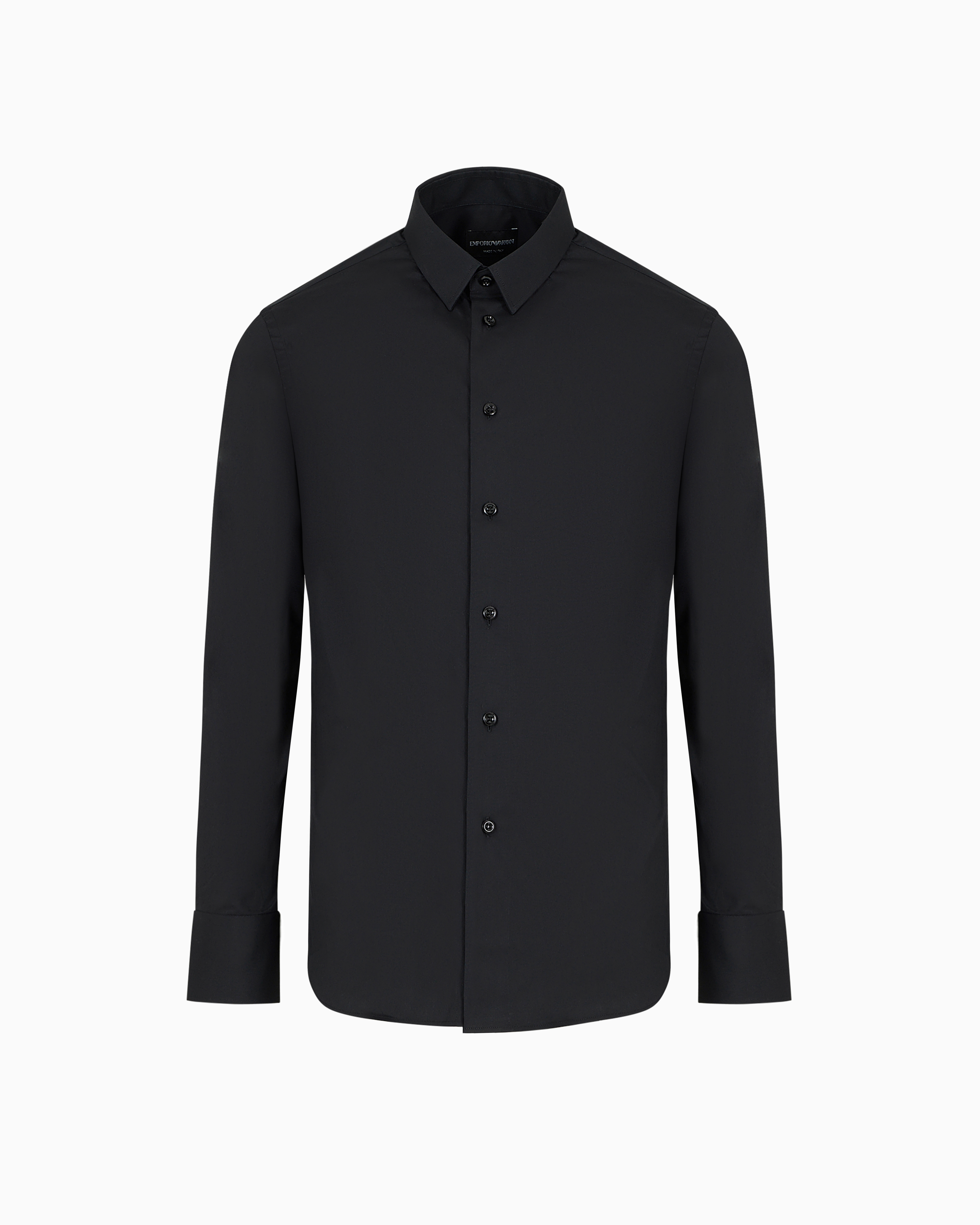 Emporio Armani - Stretch cotton poplin shirt, Man, Black, Size: