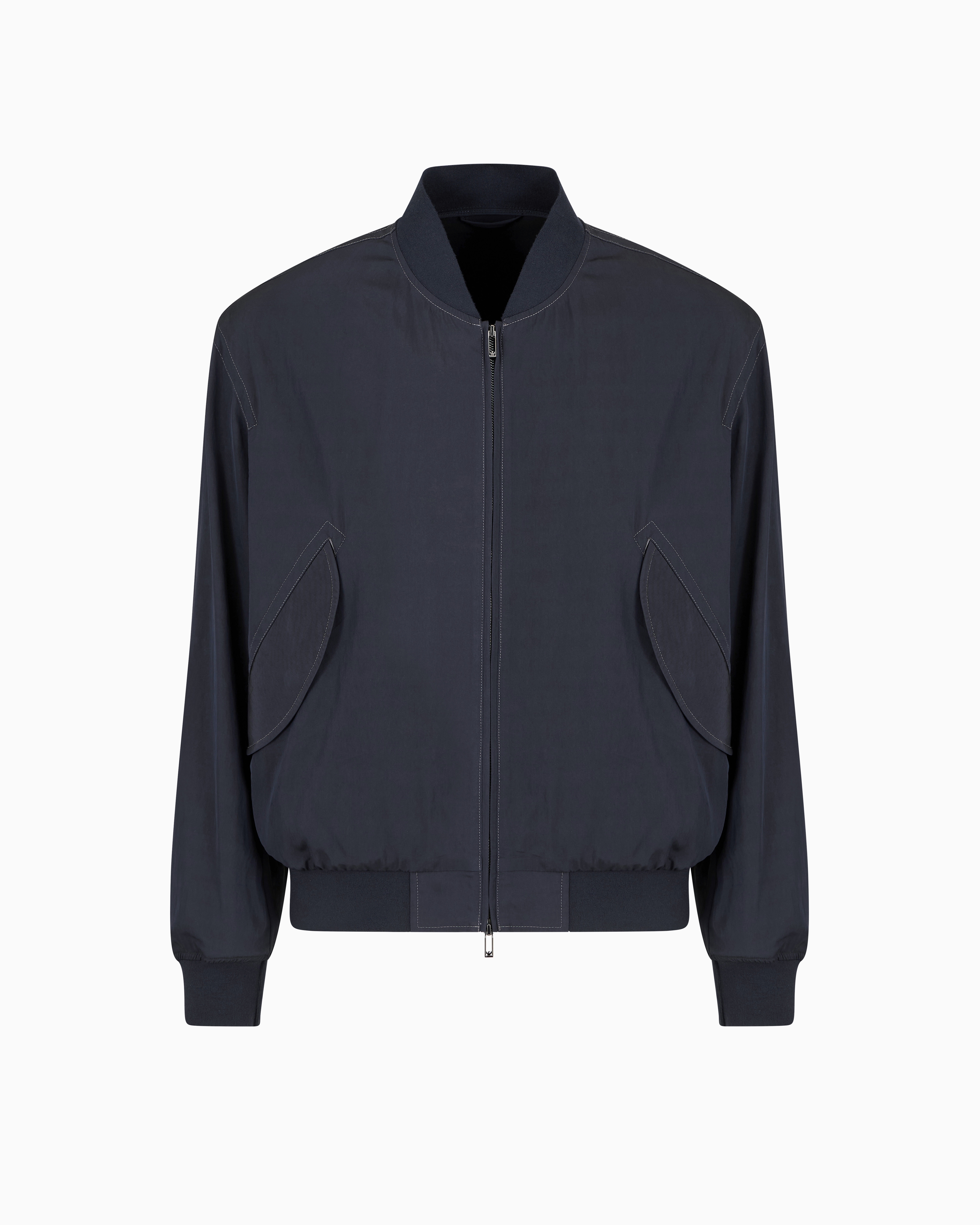 Emporio Armani - Viscose-nylon blouson with bomber-jacket collar, Man, Navy Blue, Size: