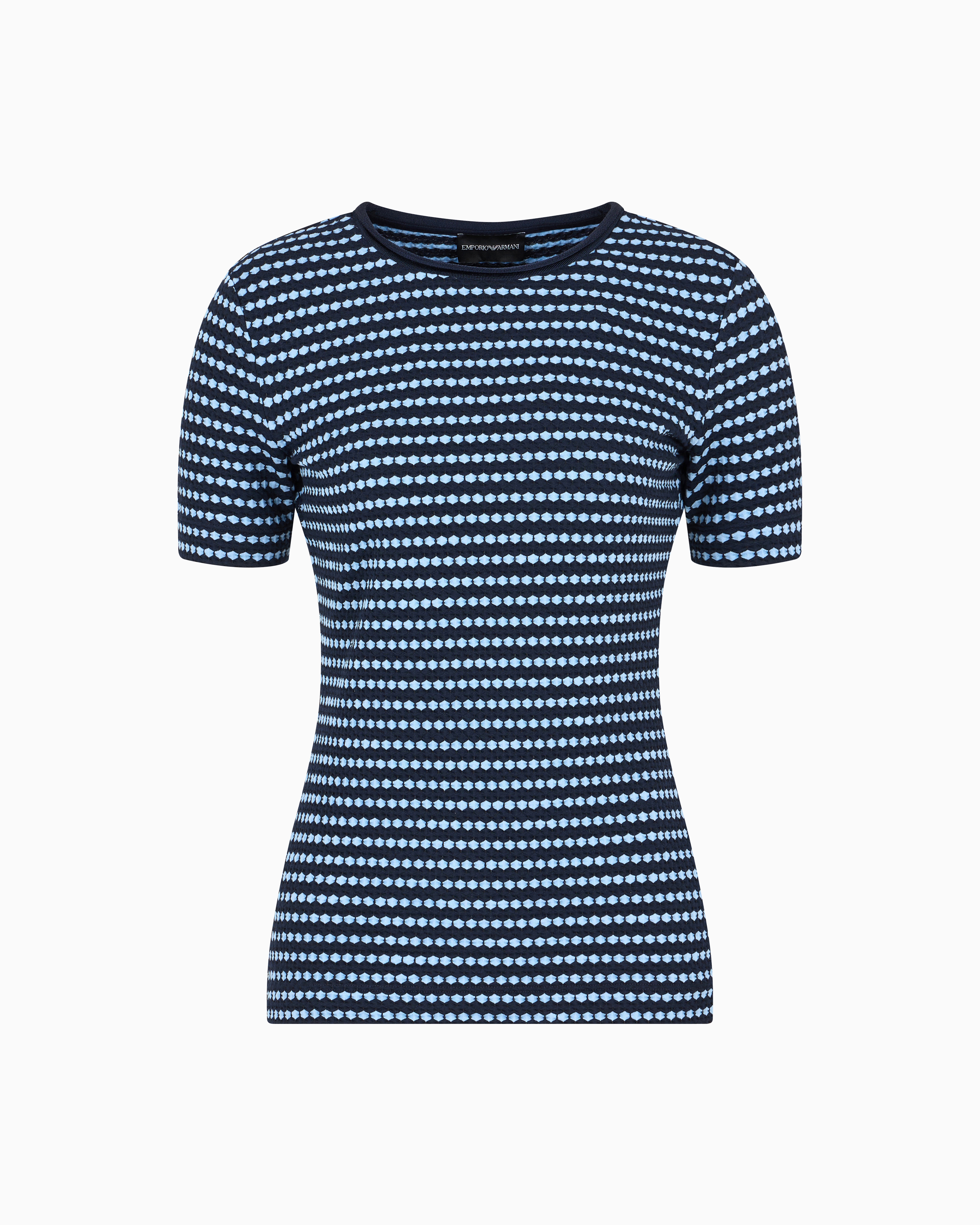 Emporio Armani - Jacquard jersey jumper, Woman, Blue, Size: