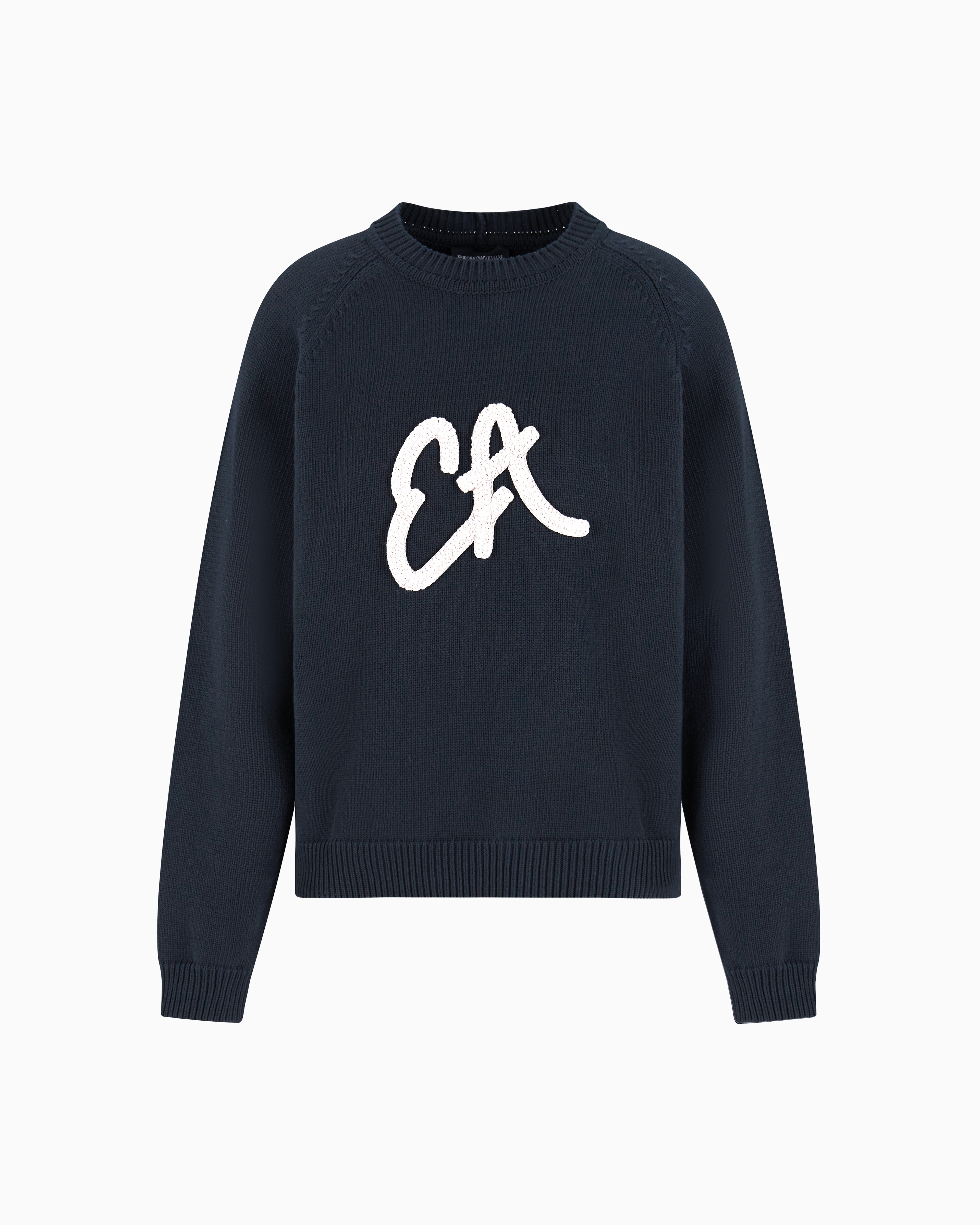 Emporio Armani - Icon jumper with oversized EA logo, Woman, Navy Blue, Size: