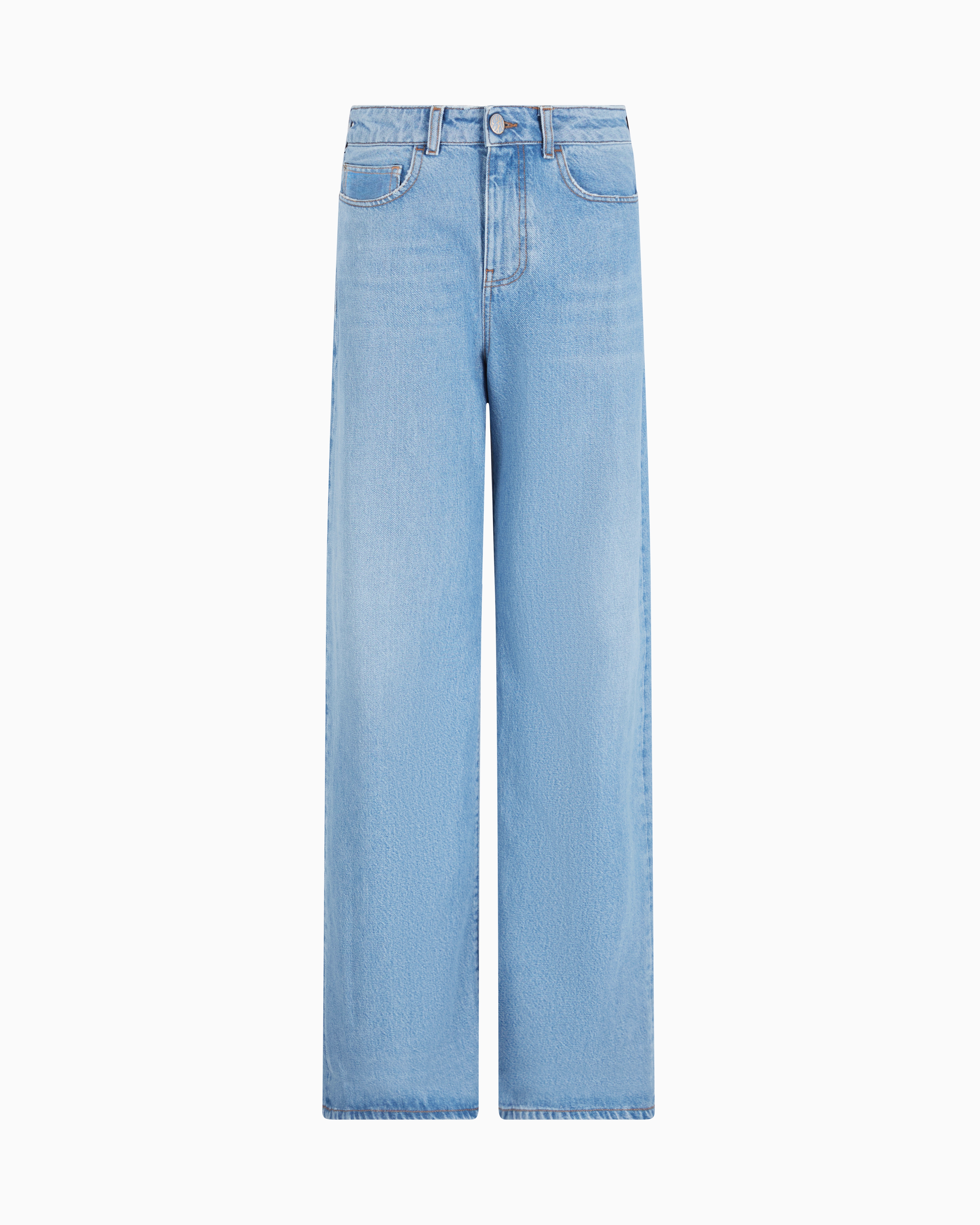 Emporio Armani J8b Wide-leg, Worn-effect Denim Jeans In Blue