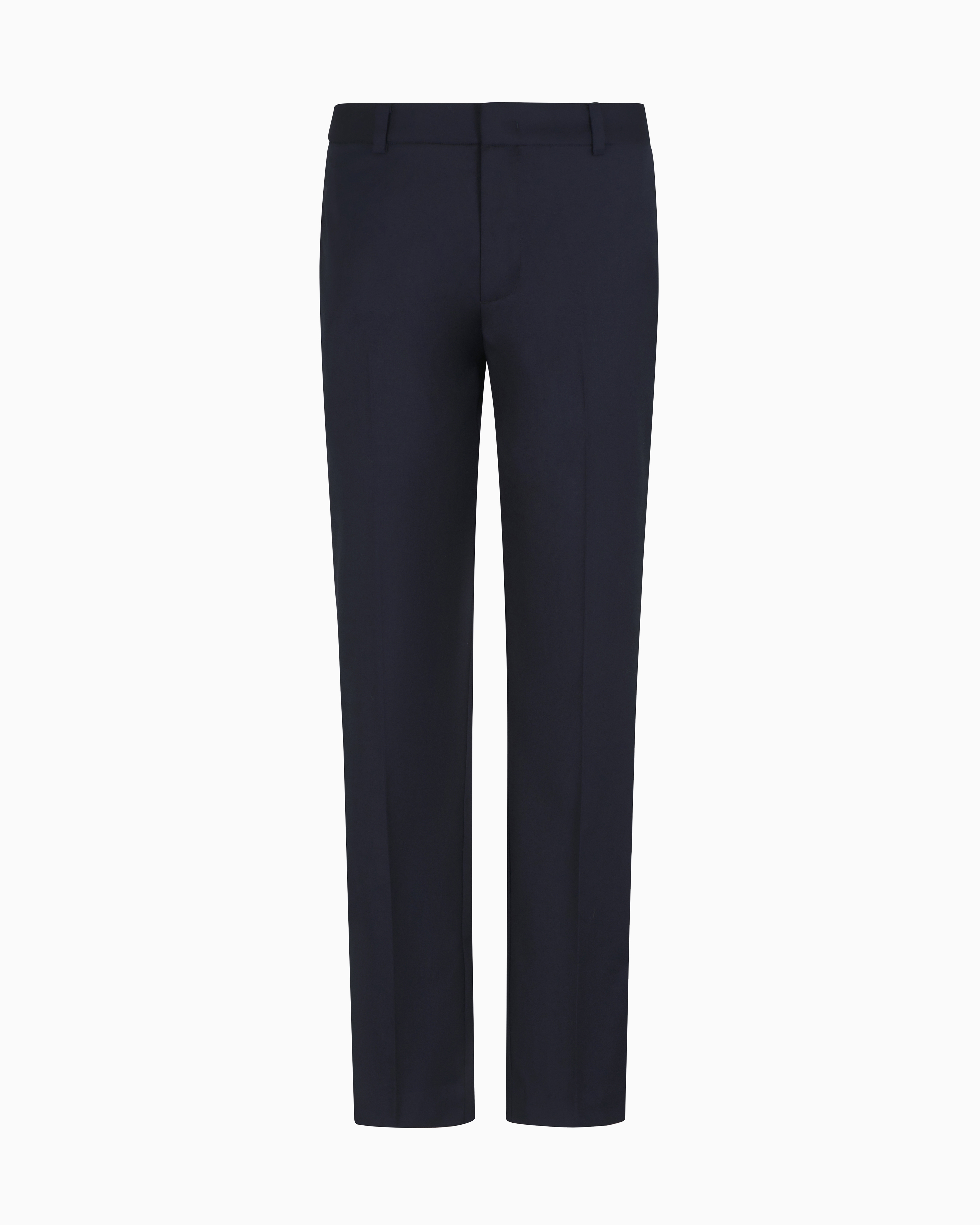 Emporio Armani - Lightweight virgin wool-blend twill chinos, Man, Navy Blue, Size: