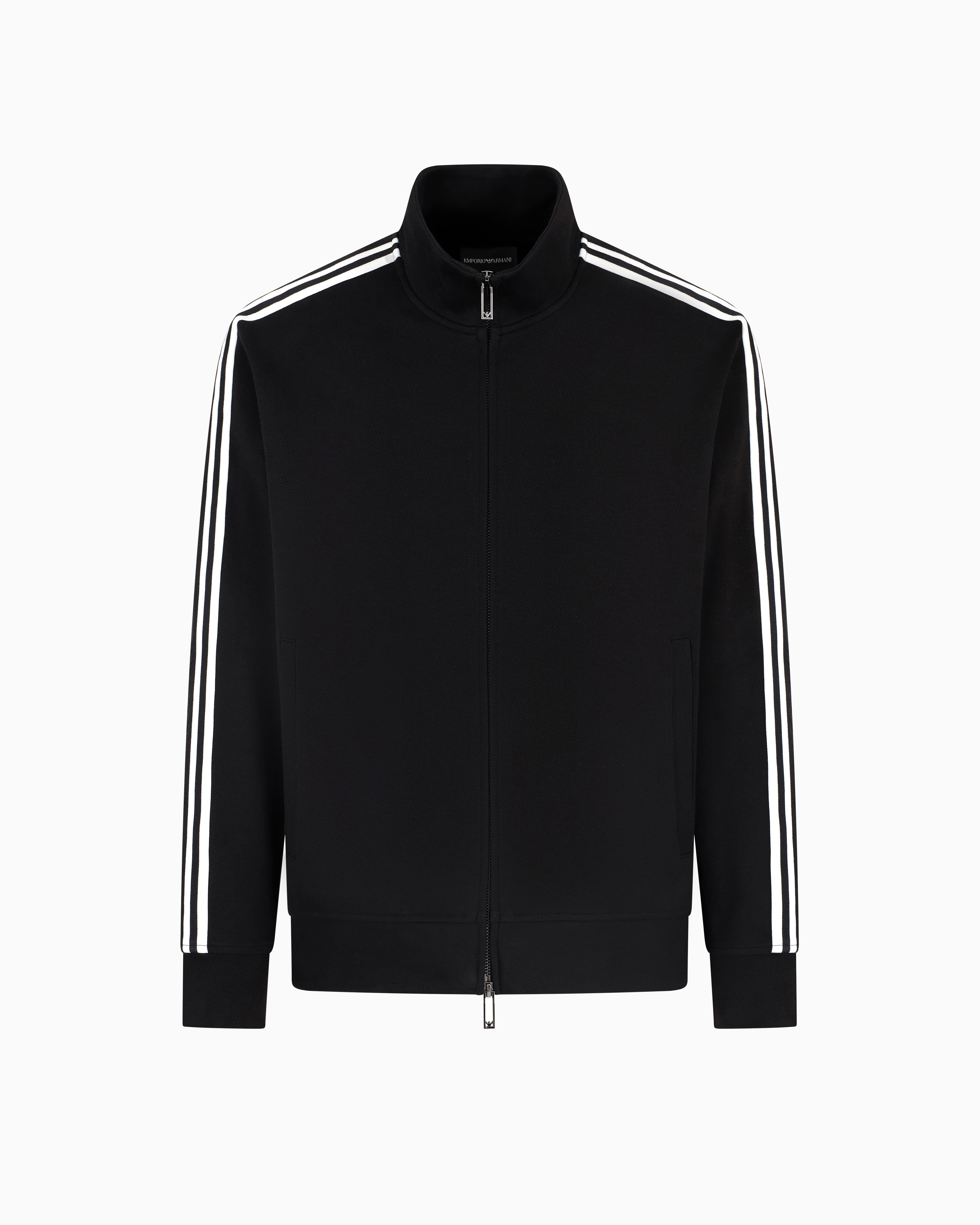 【EMPORIO ARMANI】 ★ Men's Embroidered Drawstring Hoodie ★ Emporio Armani Logo Embroidered Drawstring Hoodie In Black