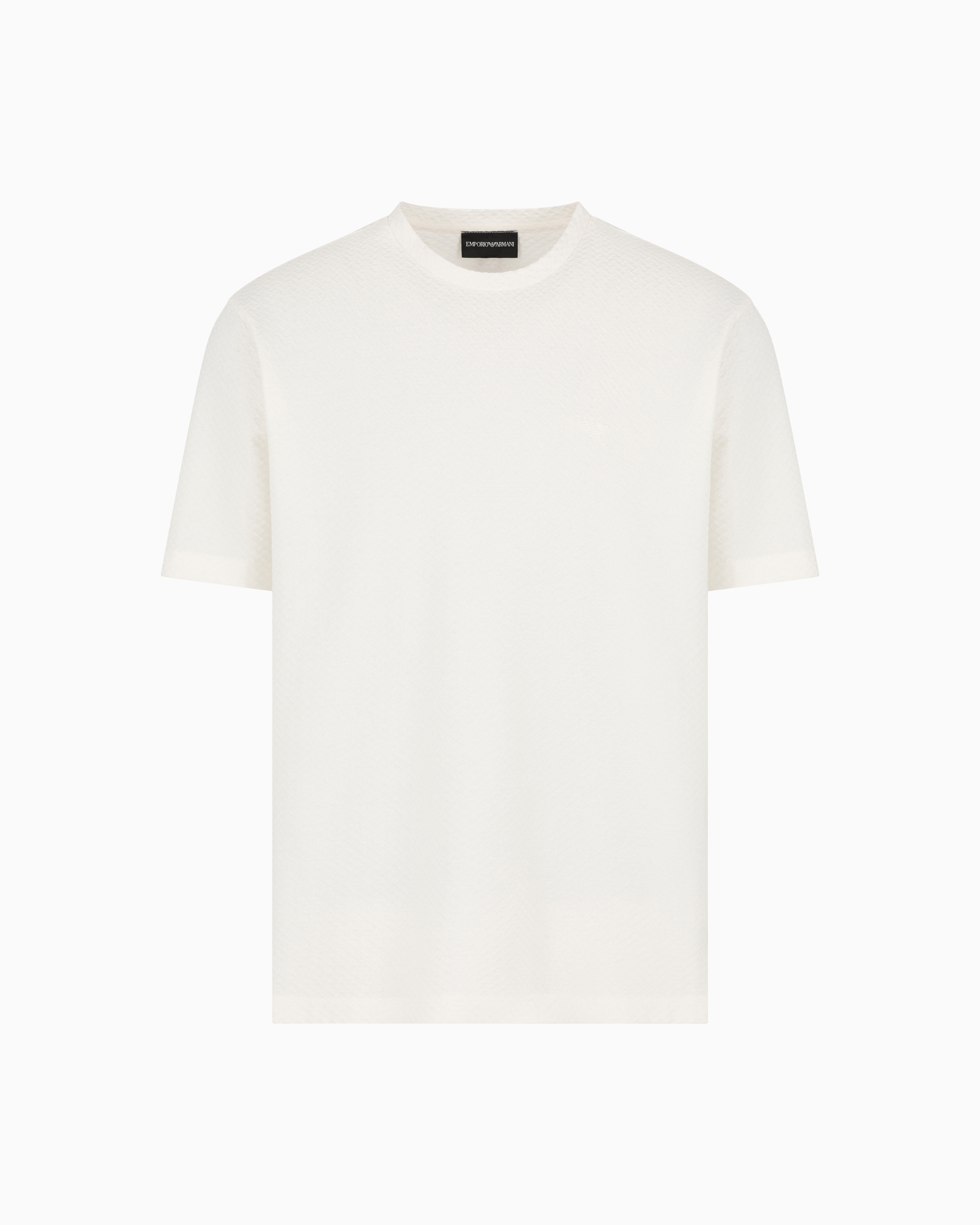 Emporio Armani - ASV 3D-effect embossed jacquard jersey T-shirt, Man, White, Size: