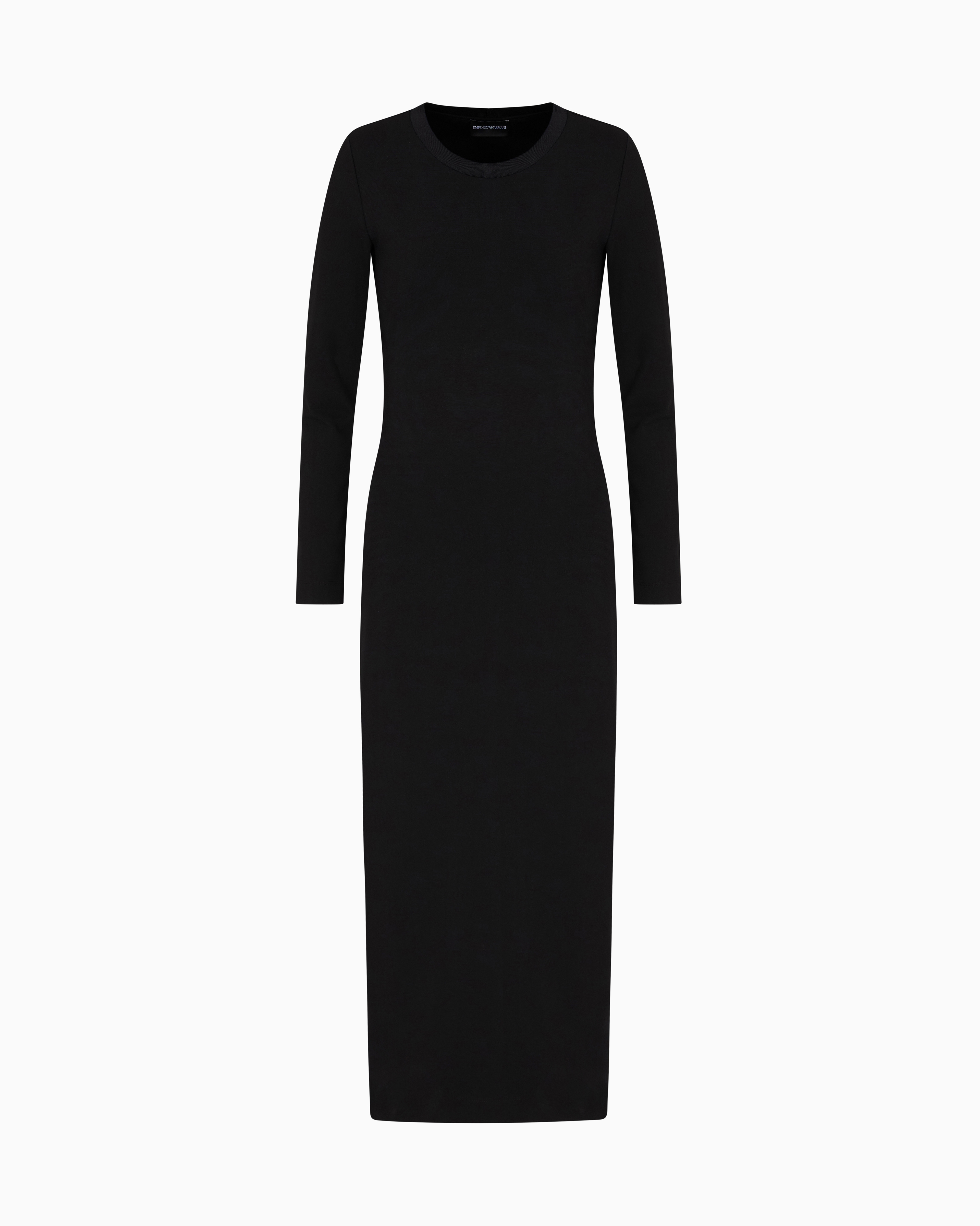Emporio Armani - Long dress viscose crêpe with keyhole opening at the back, Woman, Black, Size: