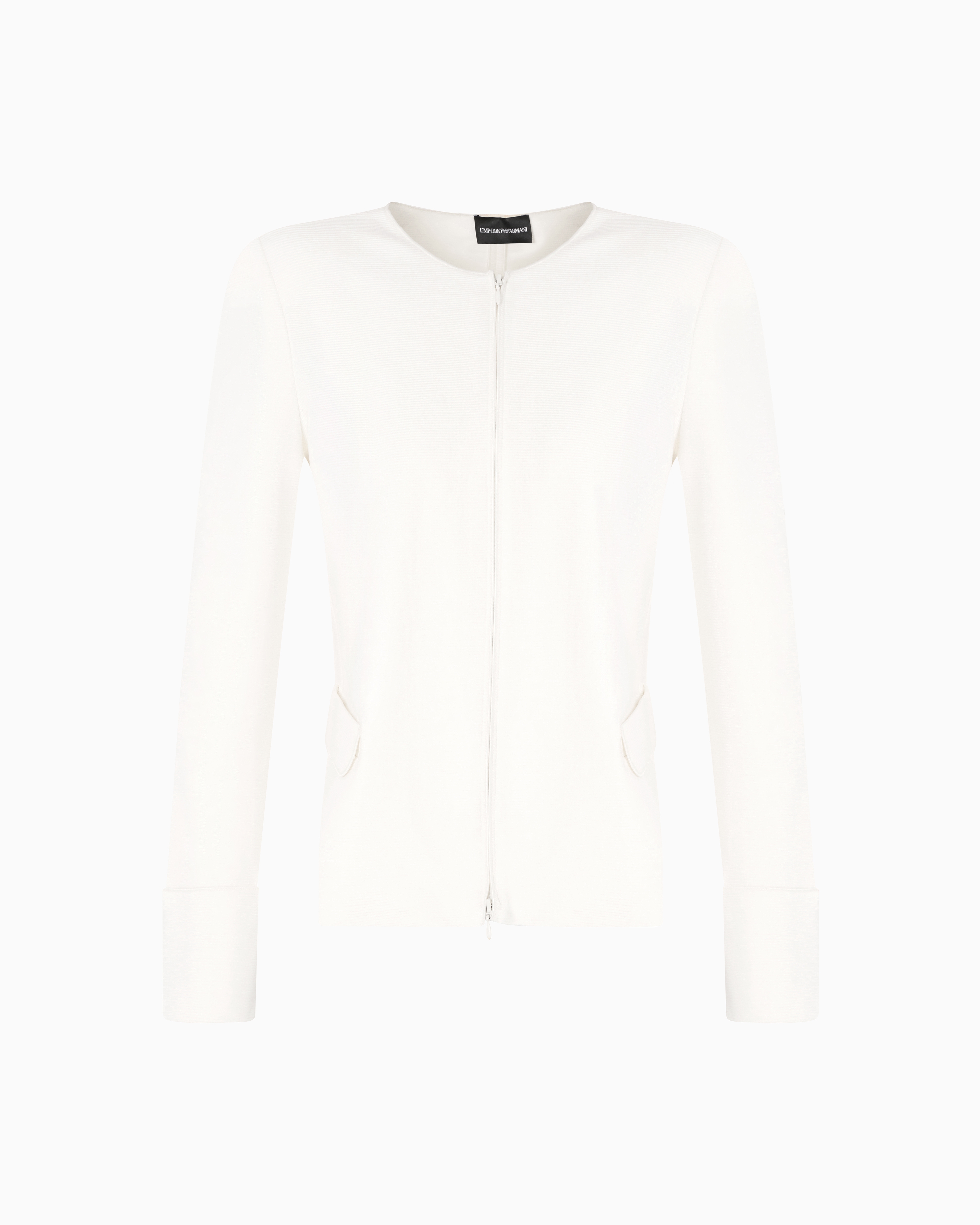 アウターその他 EMPORIO ARMANI Woman Blazer White EW001559TE10419 U0006 Ottoman jersey zip-up jacket | Emporio Armani
