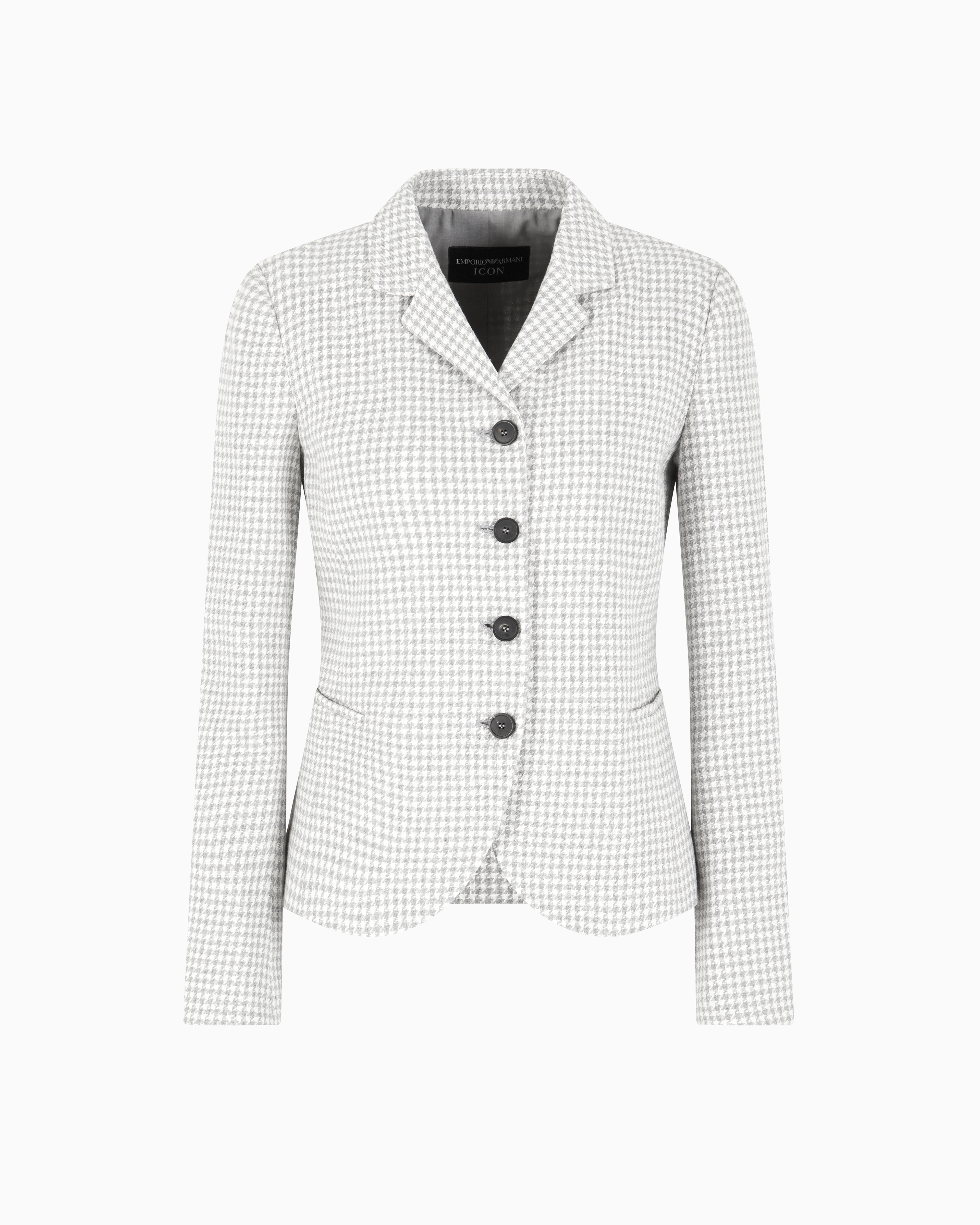 Emporio Armani - Icon jacket houndstooth jacquard, Woman, White, Size: