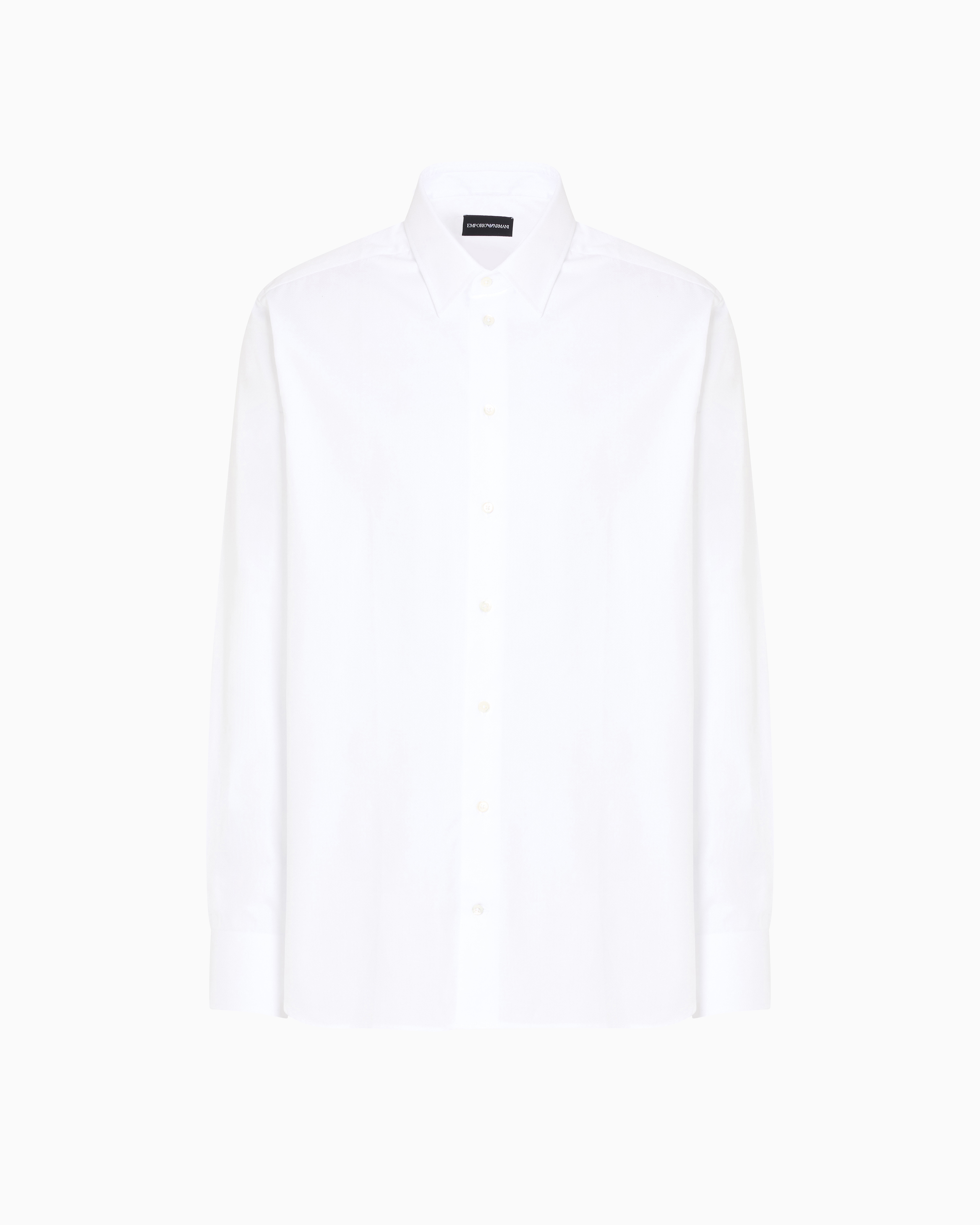 Emporio Armani - Micro-chevron jacquard cotton shirt, Man, White, Size: