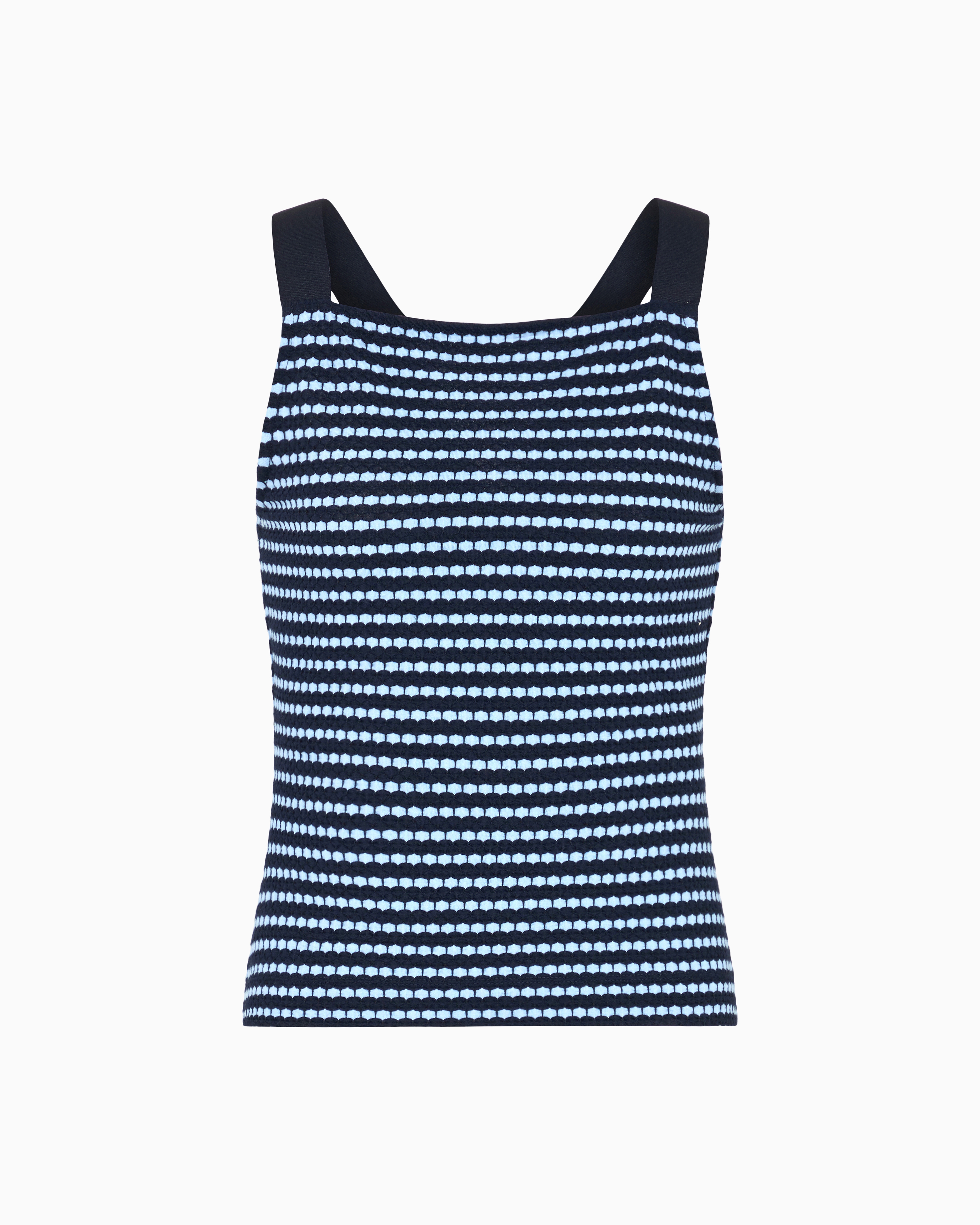 Emporio Armani - Jacquard jersey top, Woman, Blue, Size: