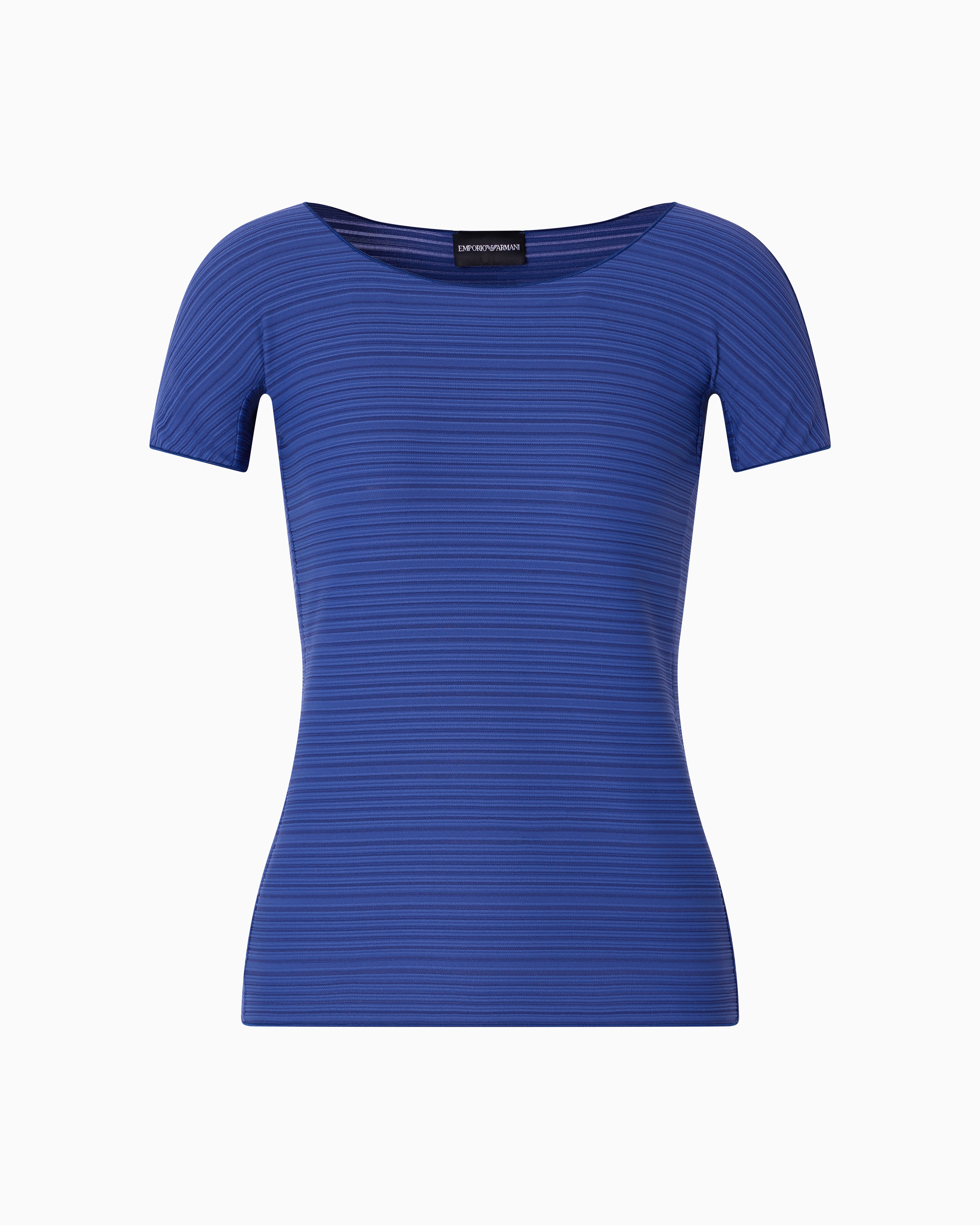 Emporio Armani - Stretch jacquard motif nylon-jersey T-shirt , Woman, Blue, Size:
