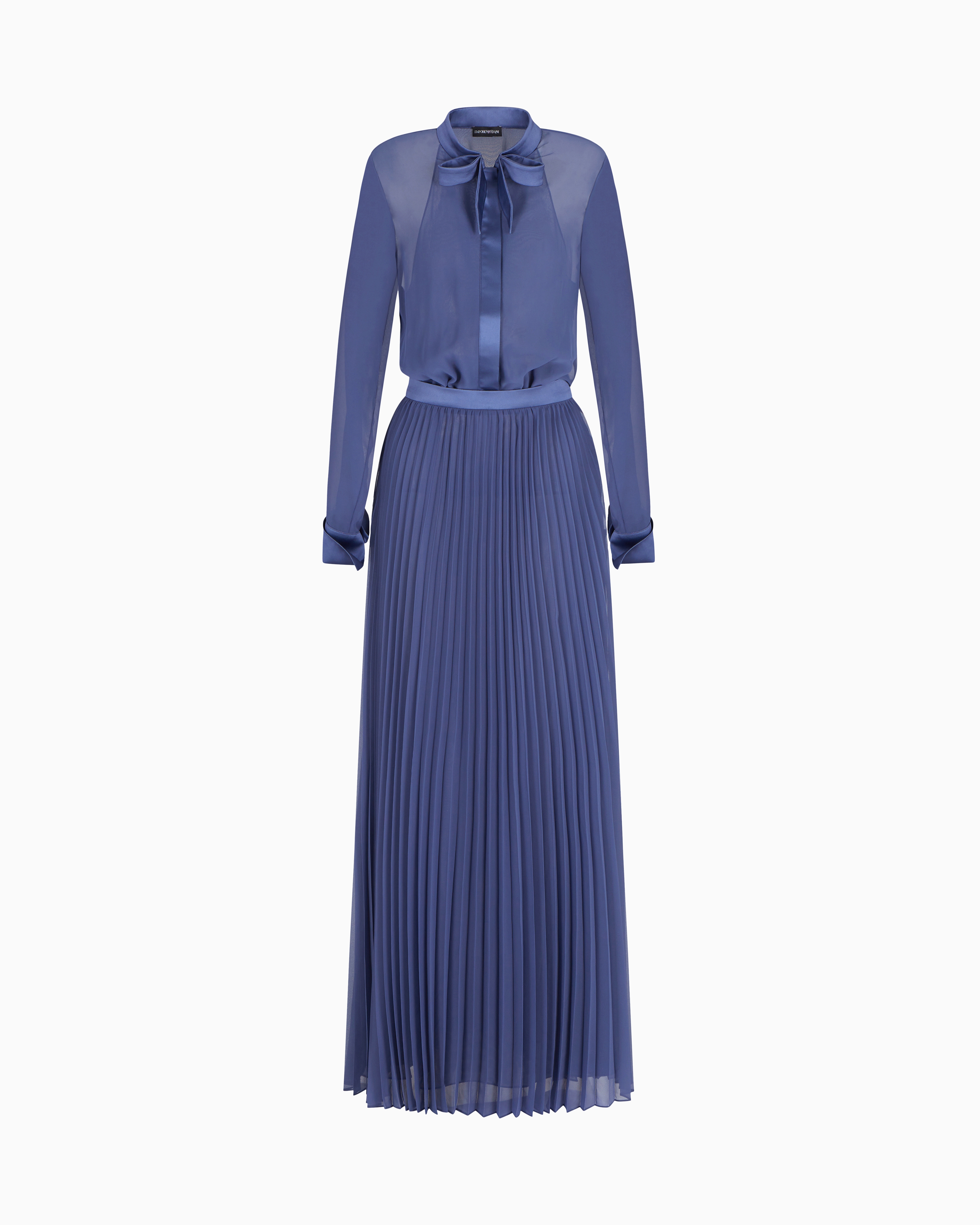 Technical georgette two-piece effect long dress | Emporio Armani