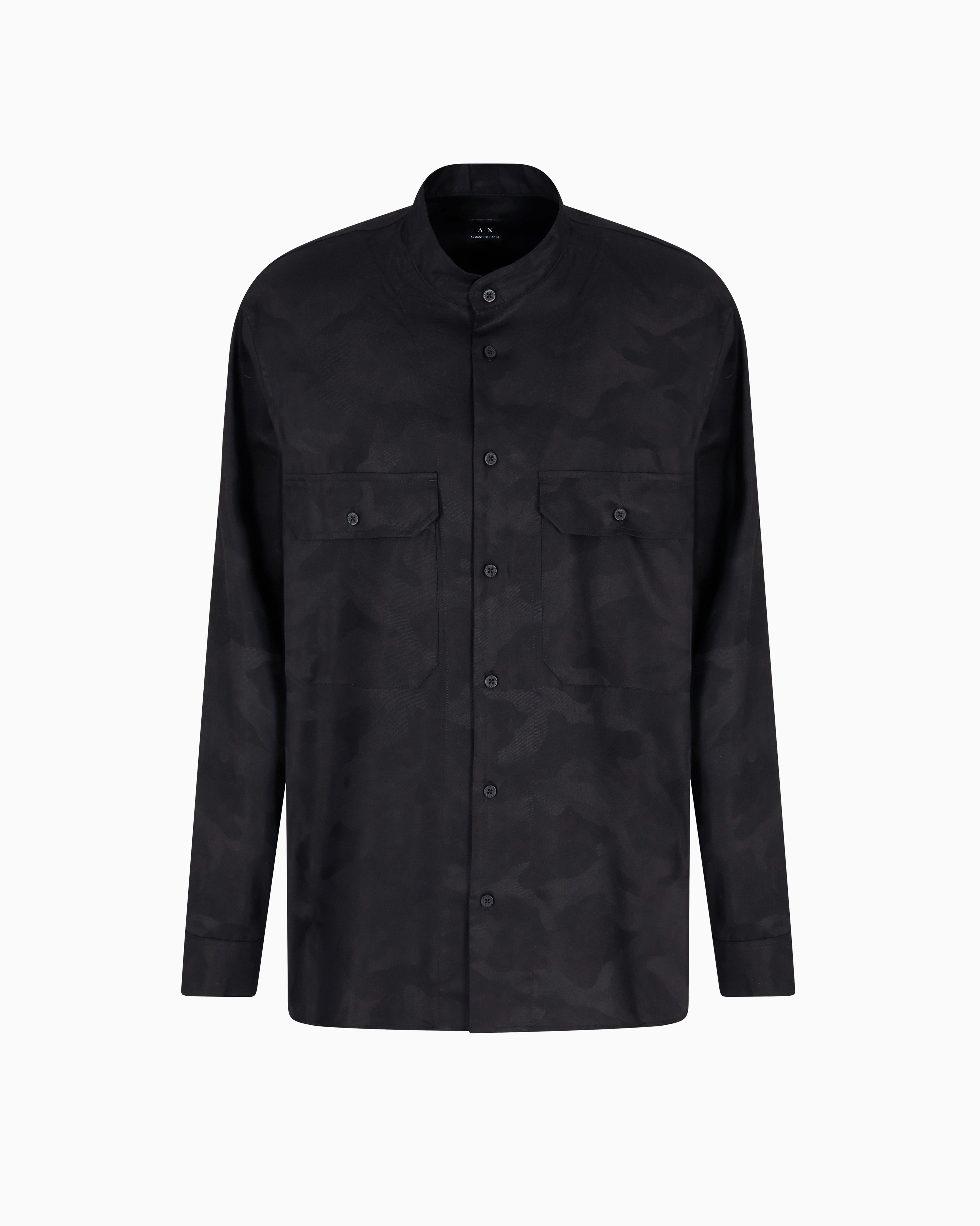 Armani Exchange - Comfort fit shirt lyocell, Man, Black, Size:
