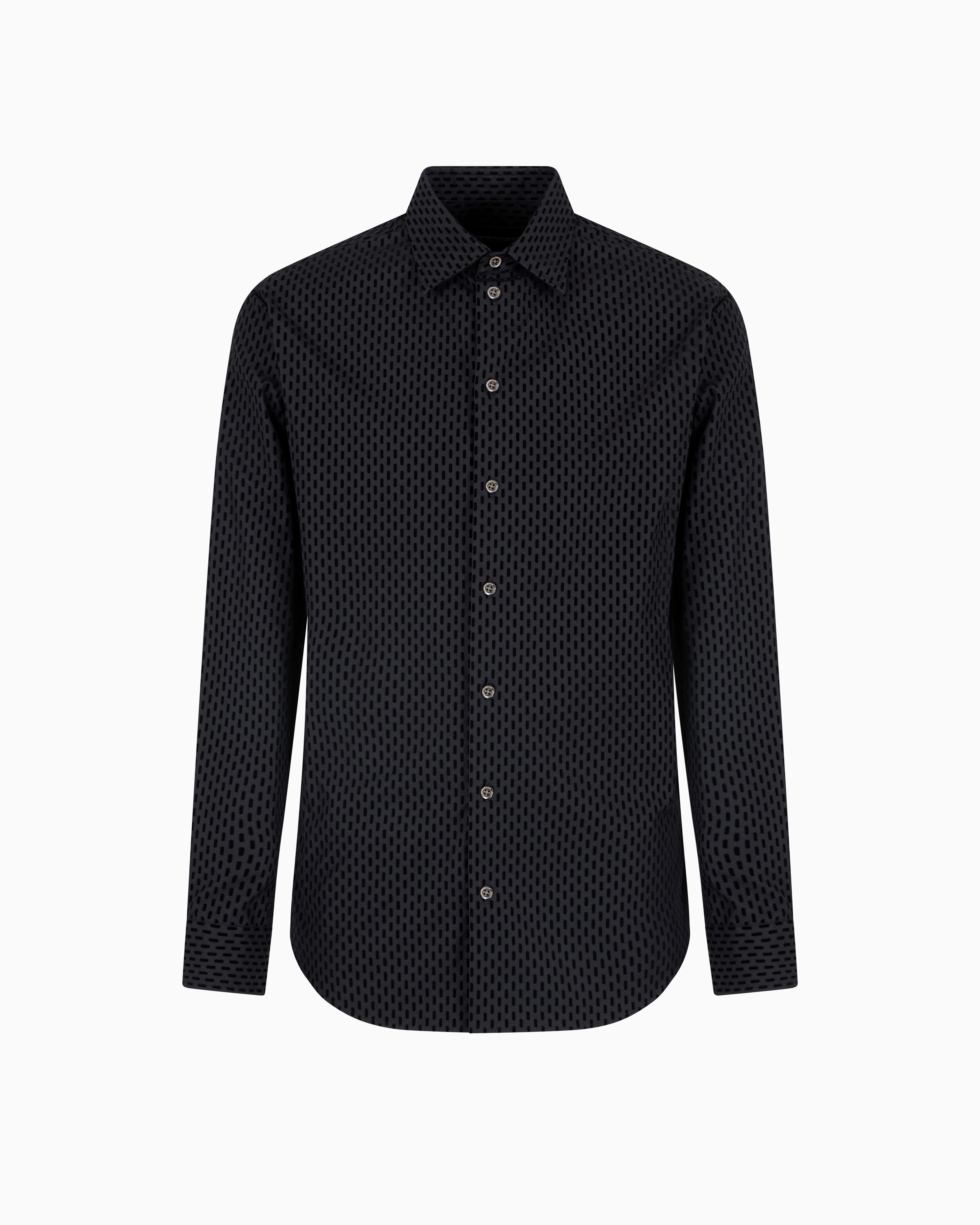Emporio Armani - Shirt with all-over flocked print, Man, Black, Size:
