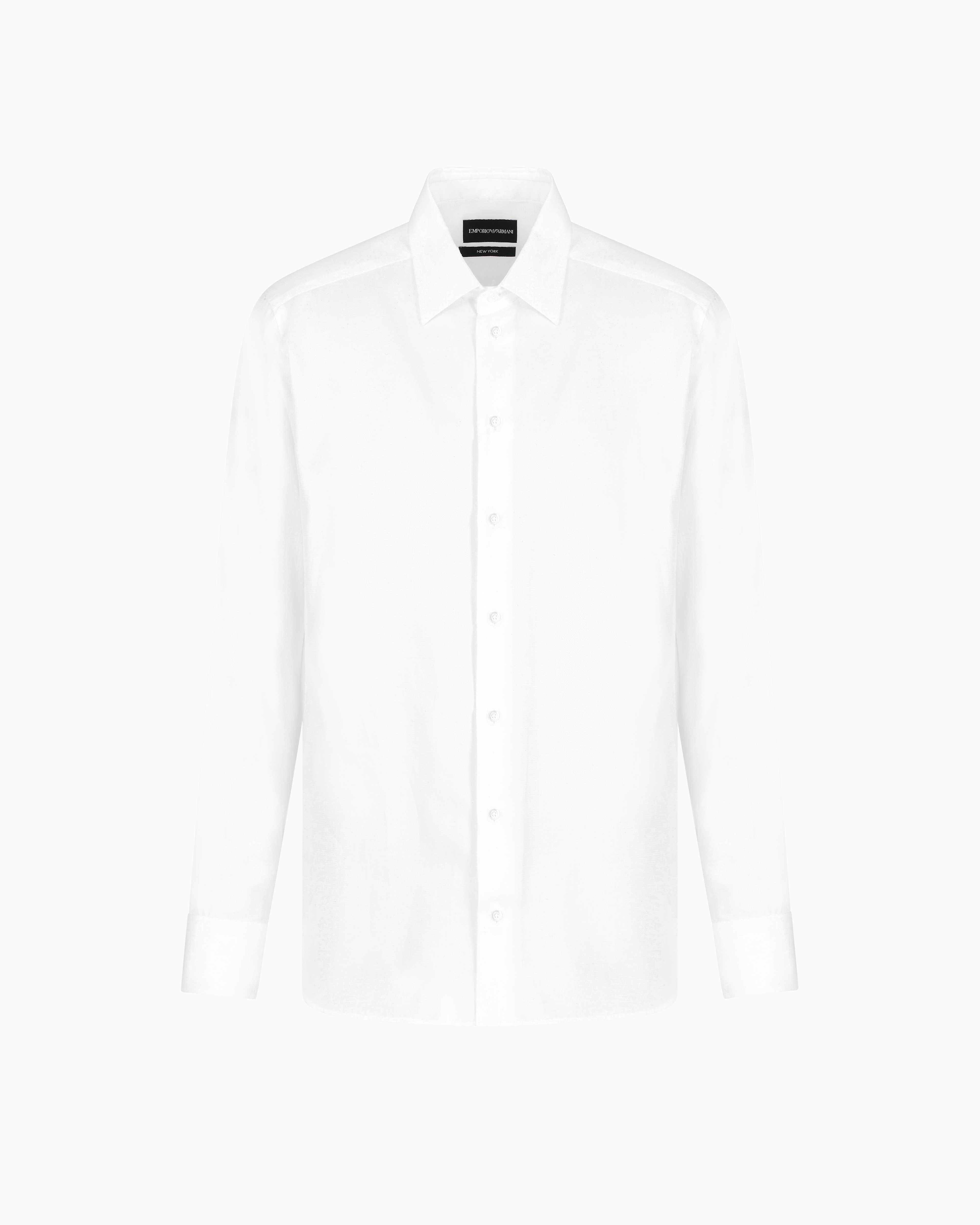 Emporio Armani - Soft-finish micro-armure cotton shirt, Man, White, Size: