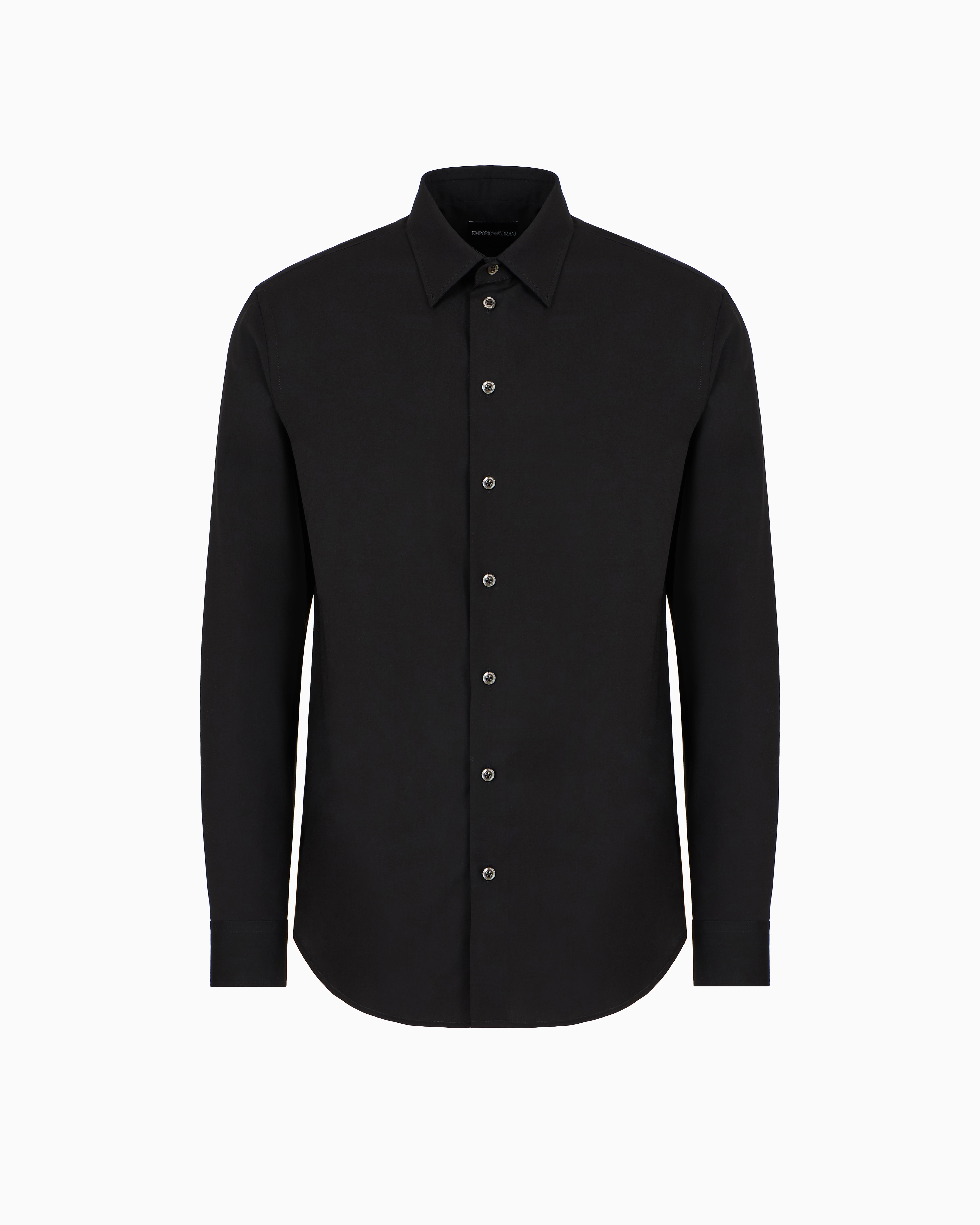 Emporio Armani - Virgin-wool canvas shirt, Man, Black, Size: