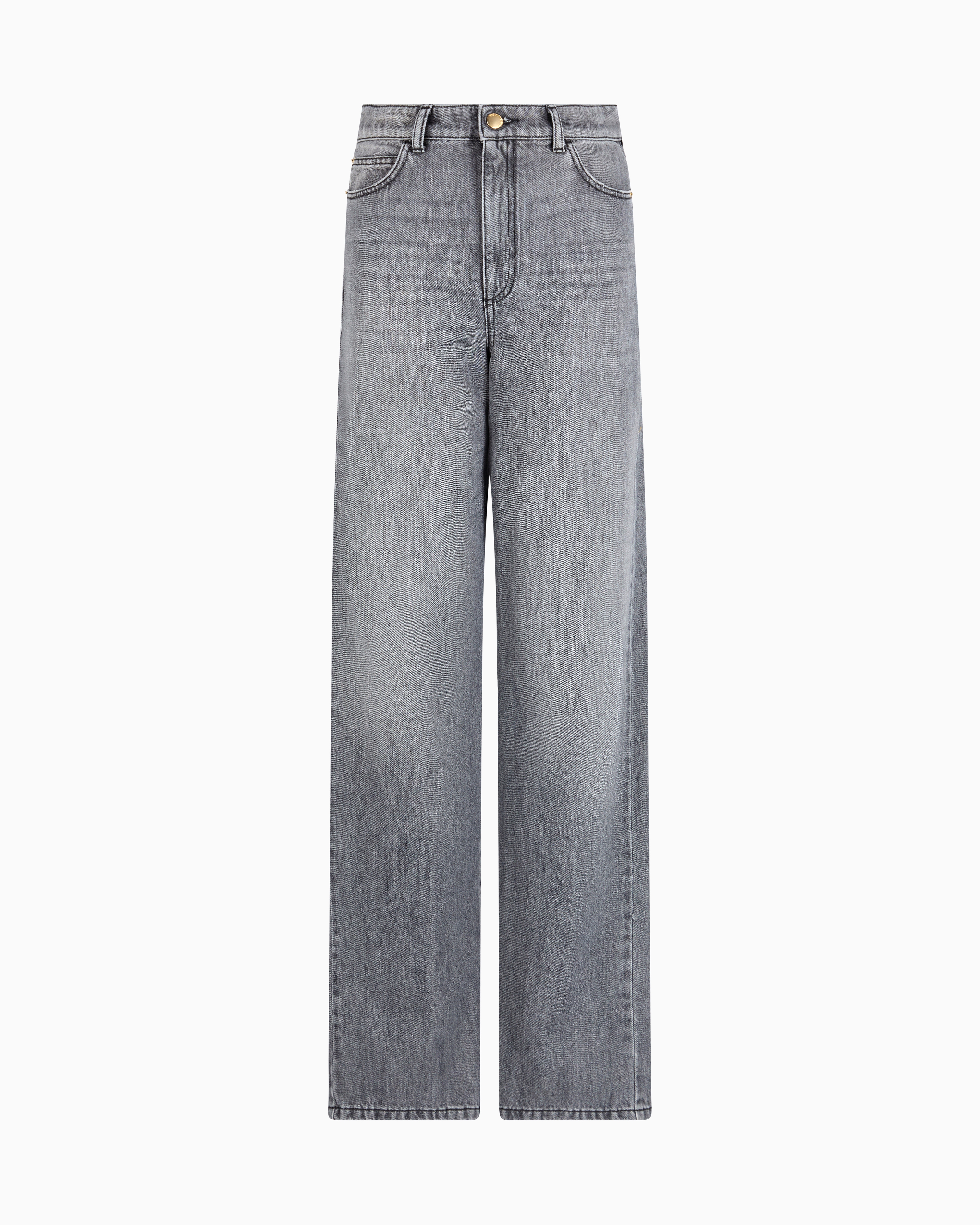 Emporio Armani - J4B mid/high-rise straight-leg, denim jeans , Woman, Grey, Size: