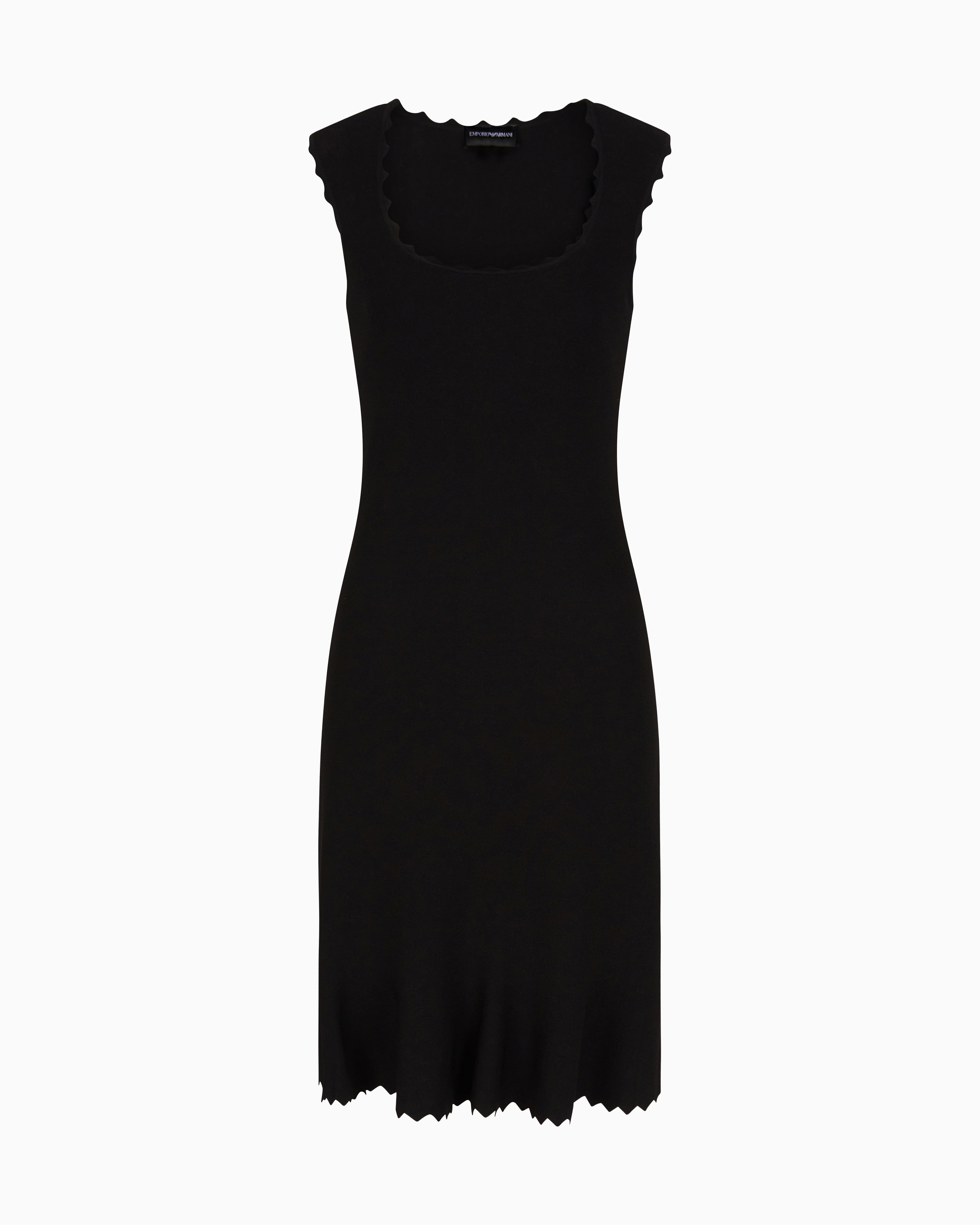 Emporio Armani - Knitted dress with scalloped edges , Woman, Black, Size: