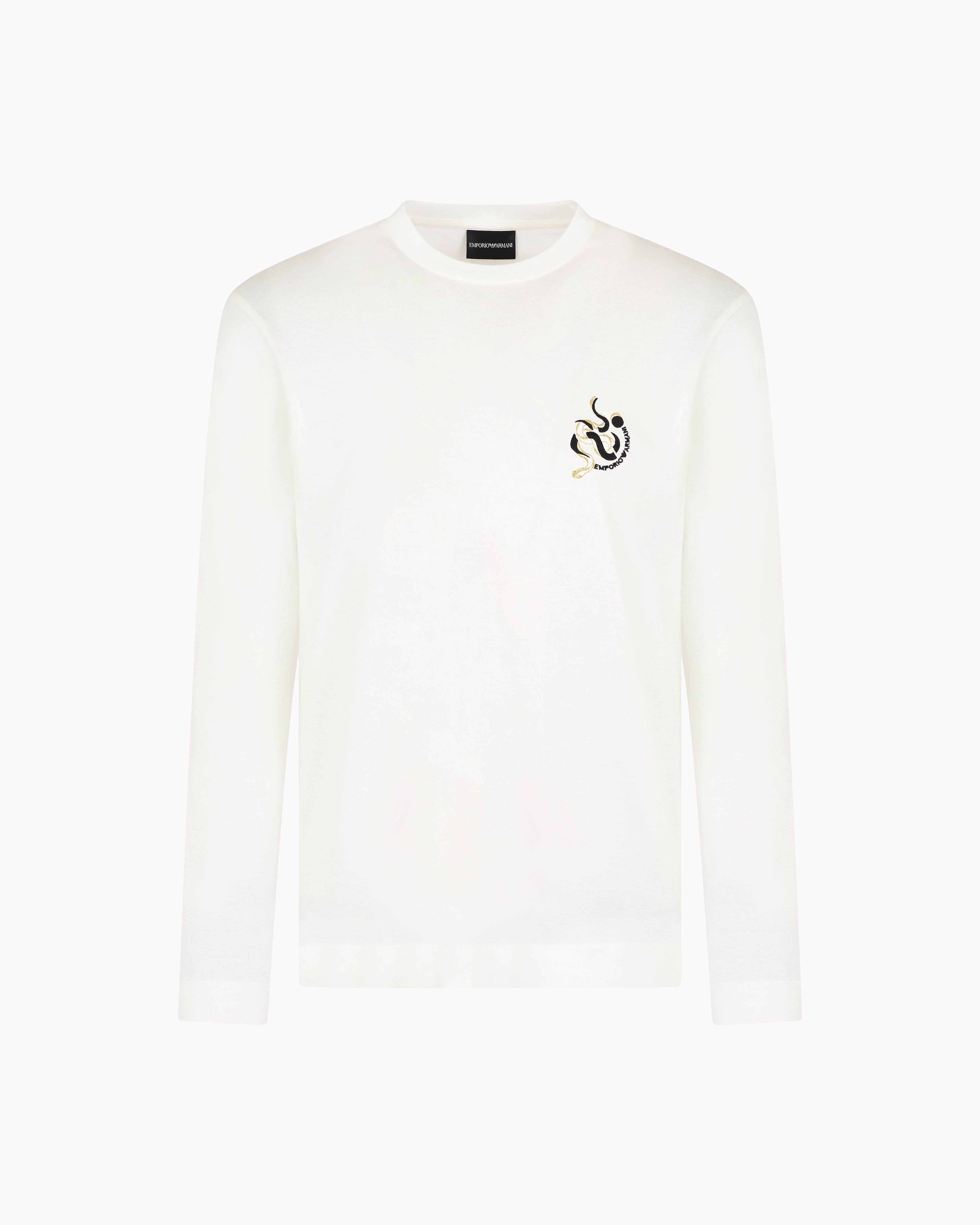 Emporio Armani - ASV Lyocell blend jersey jumper with embroidery, Man, White, Size: