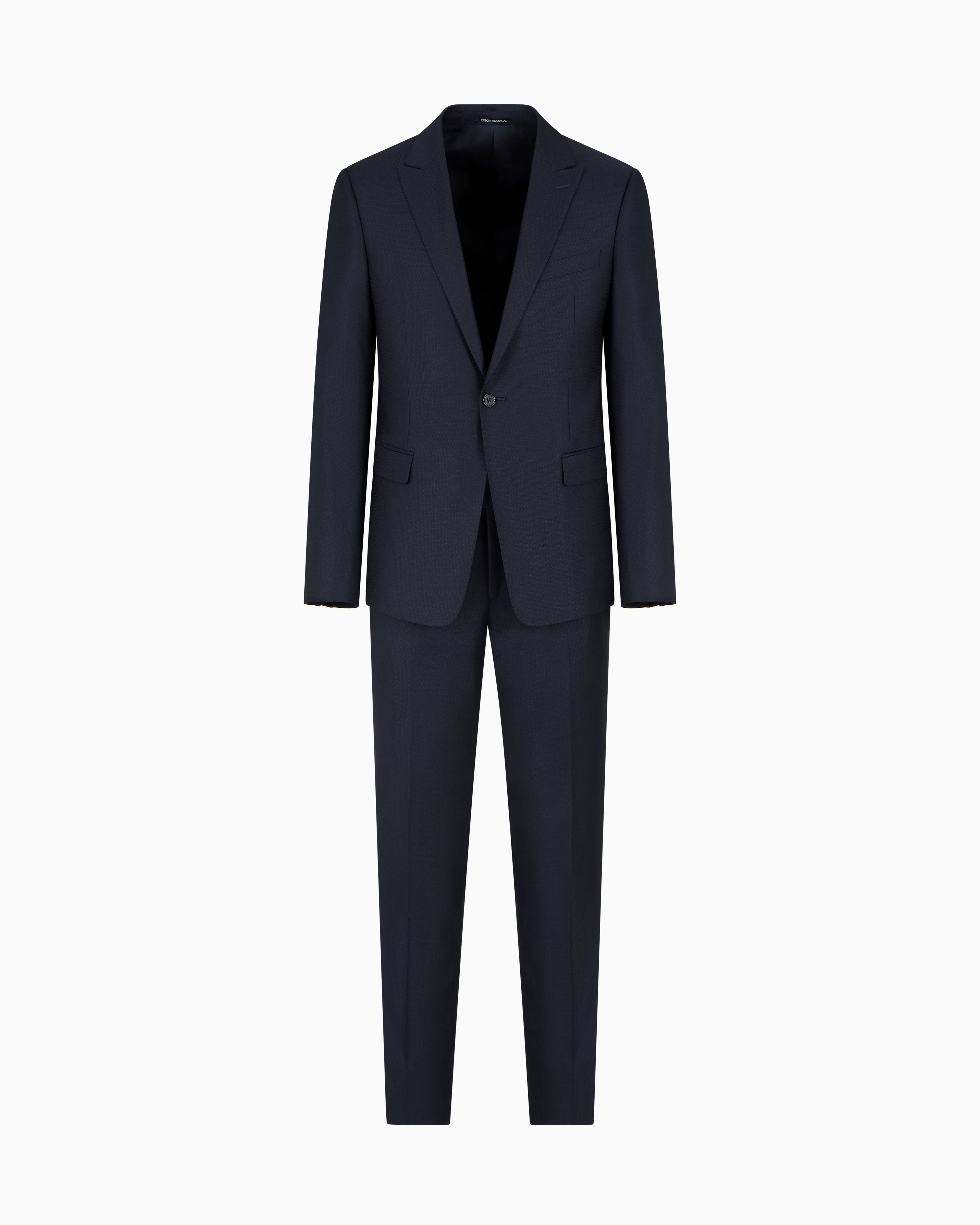 EMPORIO ARMANI ストライプスーツ ダークグレー スリムフィット シングルブレストスーツ バージンウール