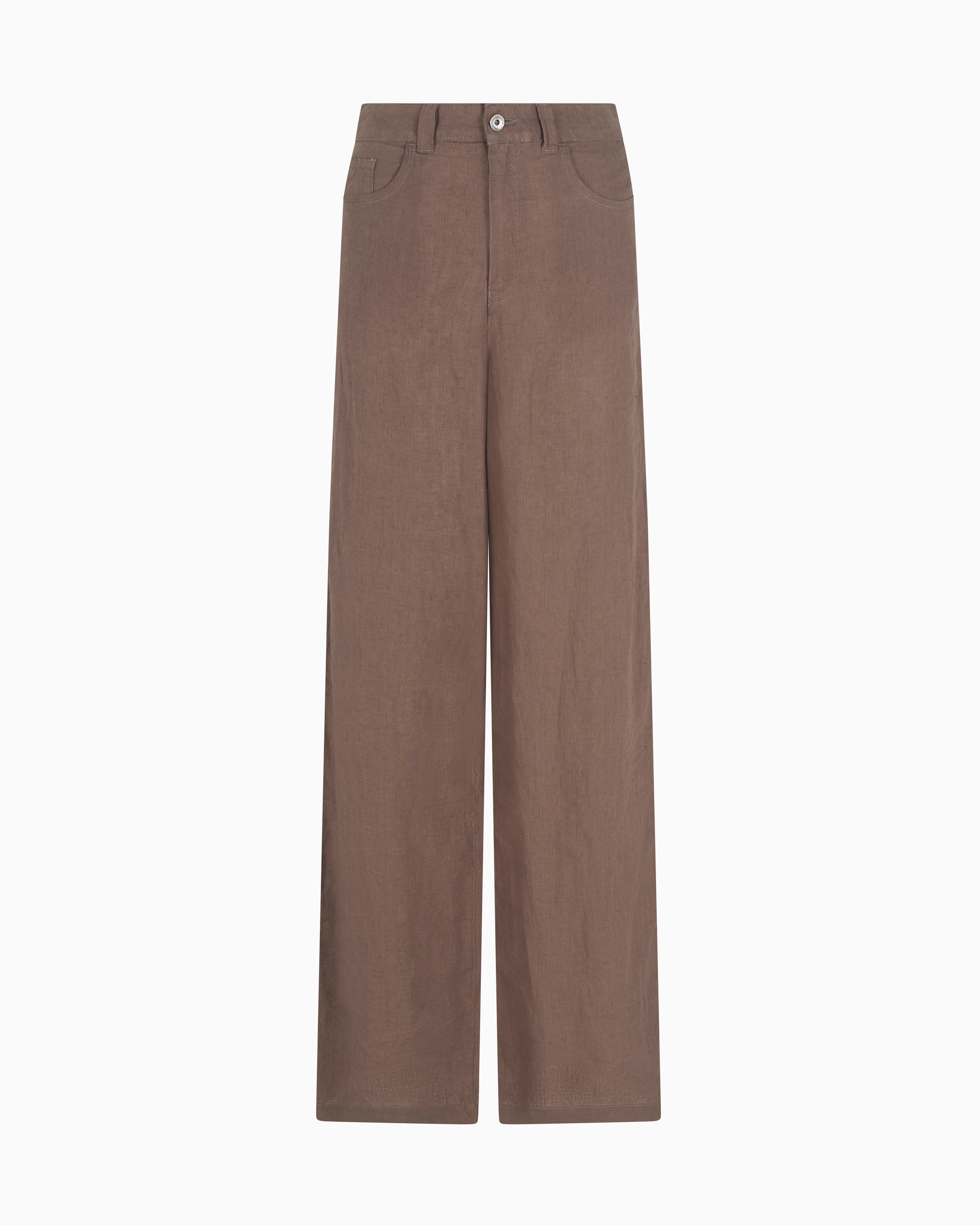 Emporio Armani - J14 regular-fit linen trousers, Woman, Brown, Size: