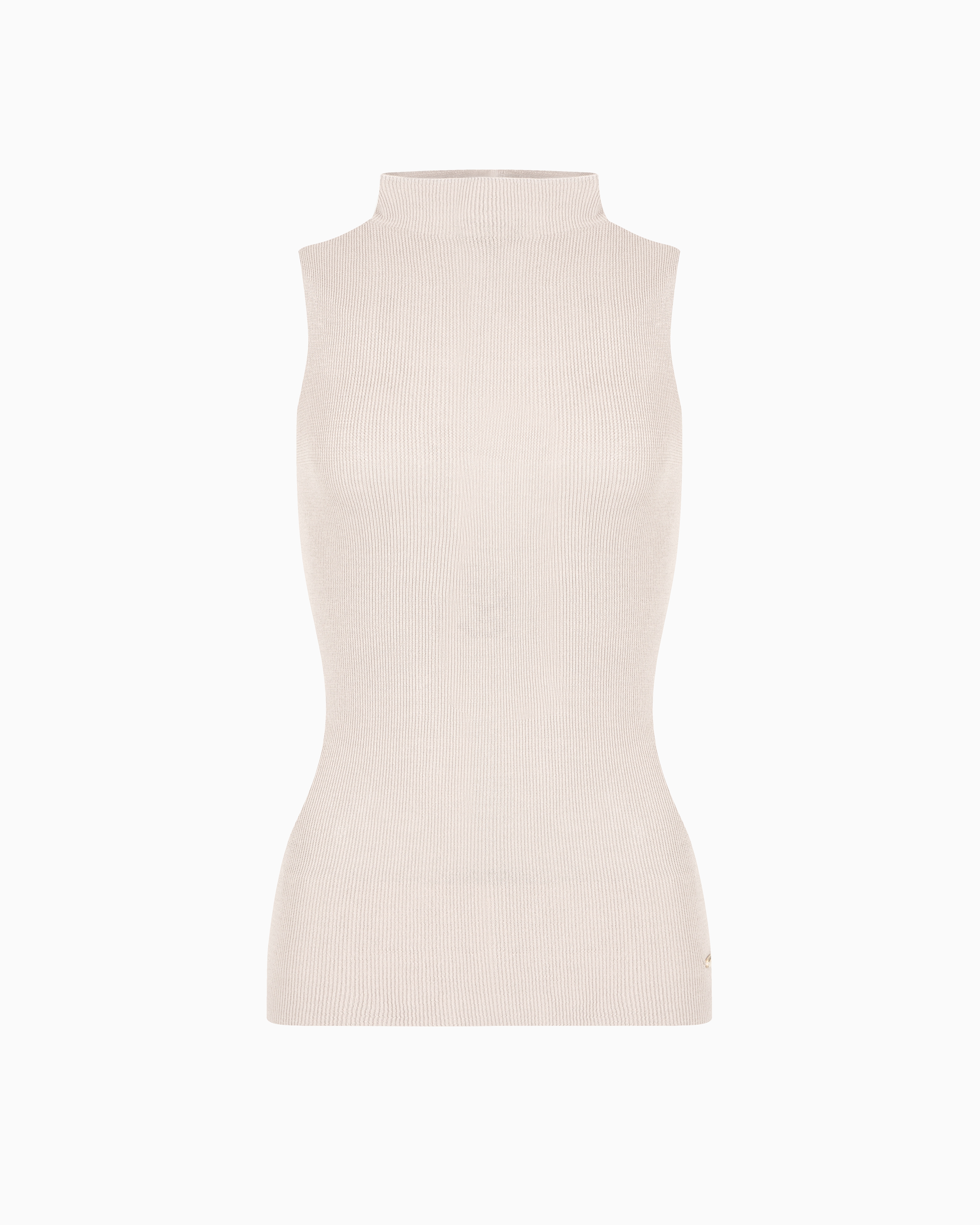 Emporio Armani - Dawn to Dusk rib-knit top, Woman, Beige, Size: