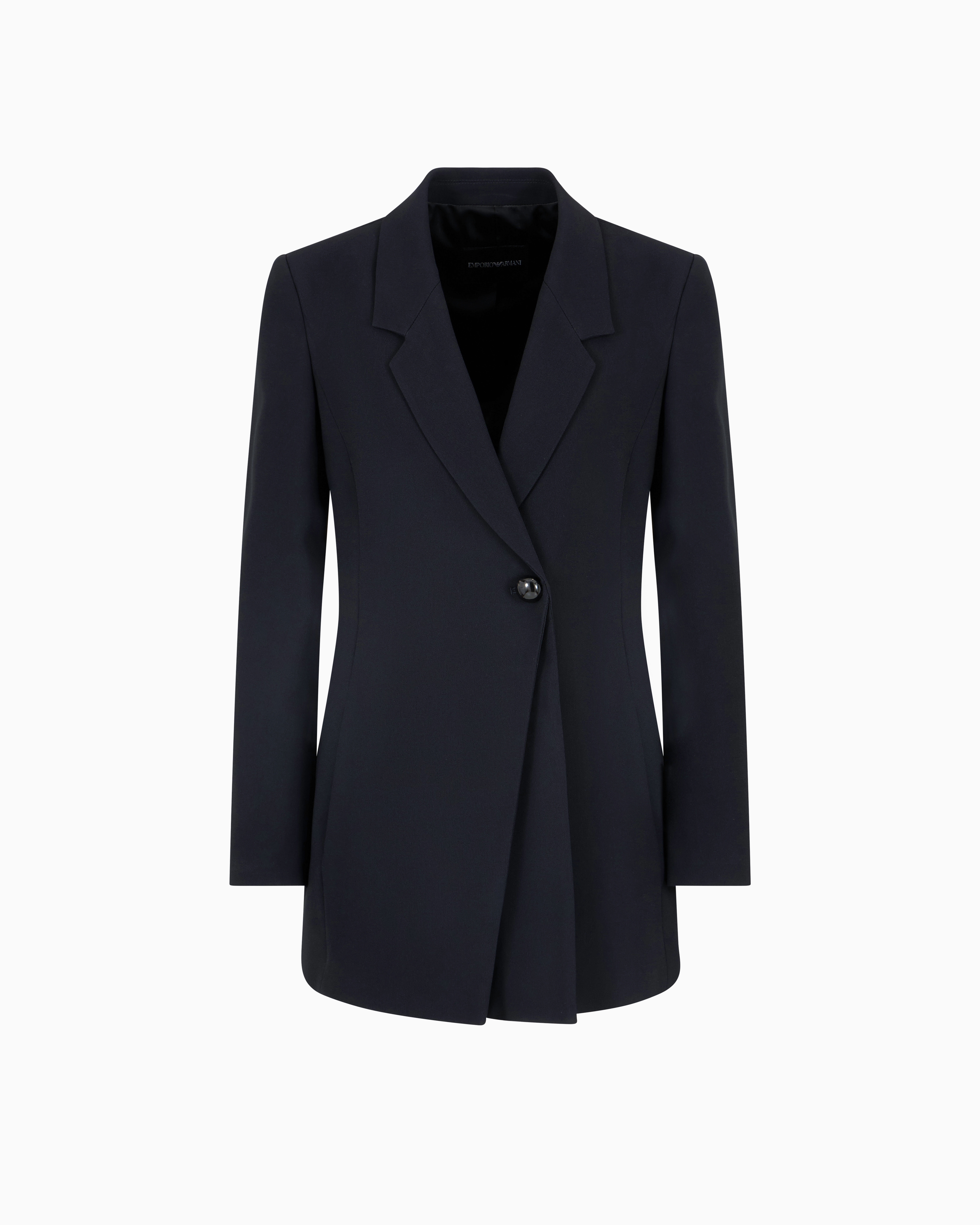 アウターその他 EMPORIO ARMANI Woman Blazer Black EW001215AF18159 MC006 Cady crêpe jacket with lapels | Emporio Armani