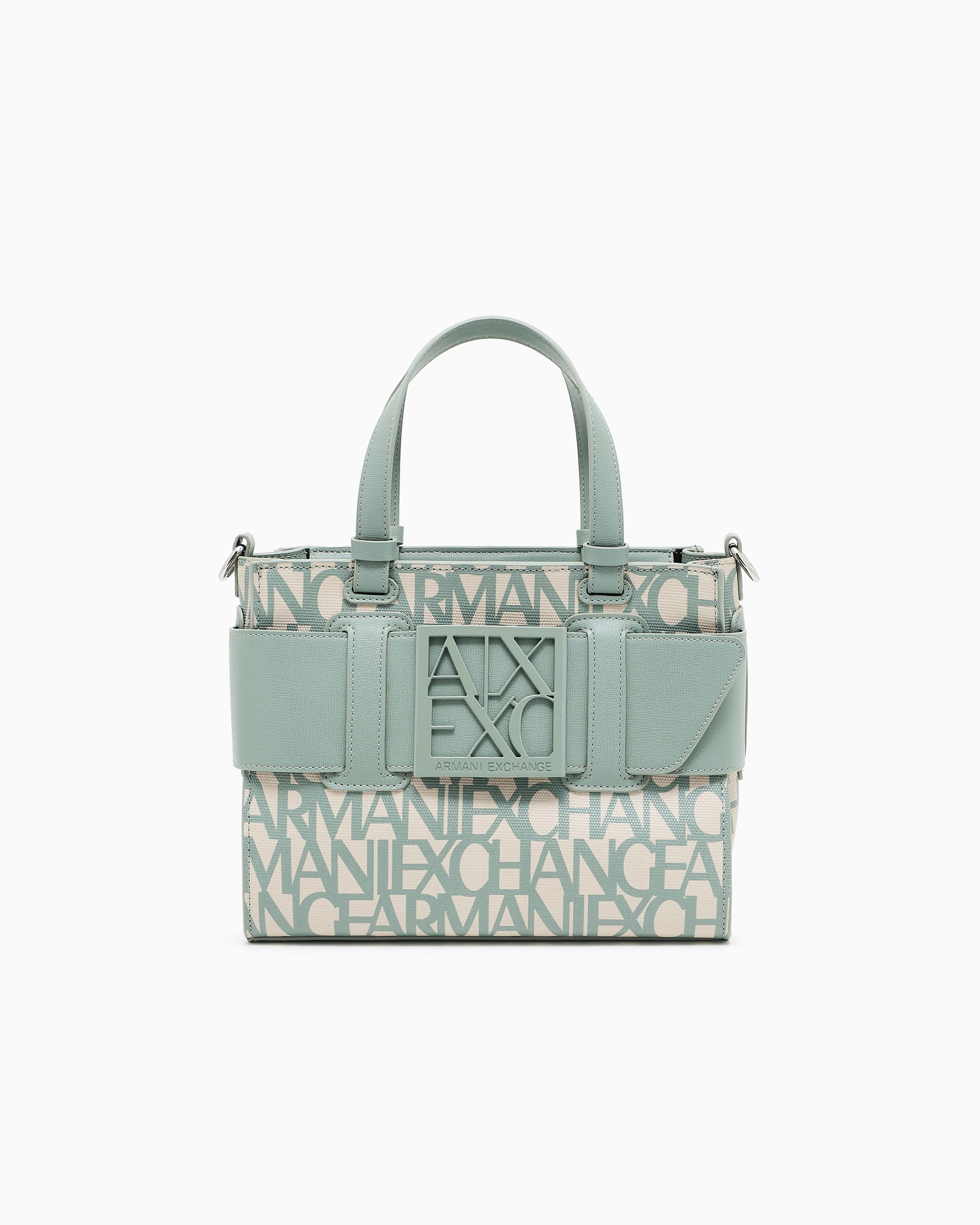 Armani Exchange Medium Tote Bag With Contrasting Detail In Green