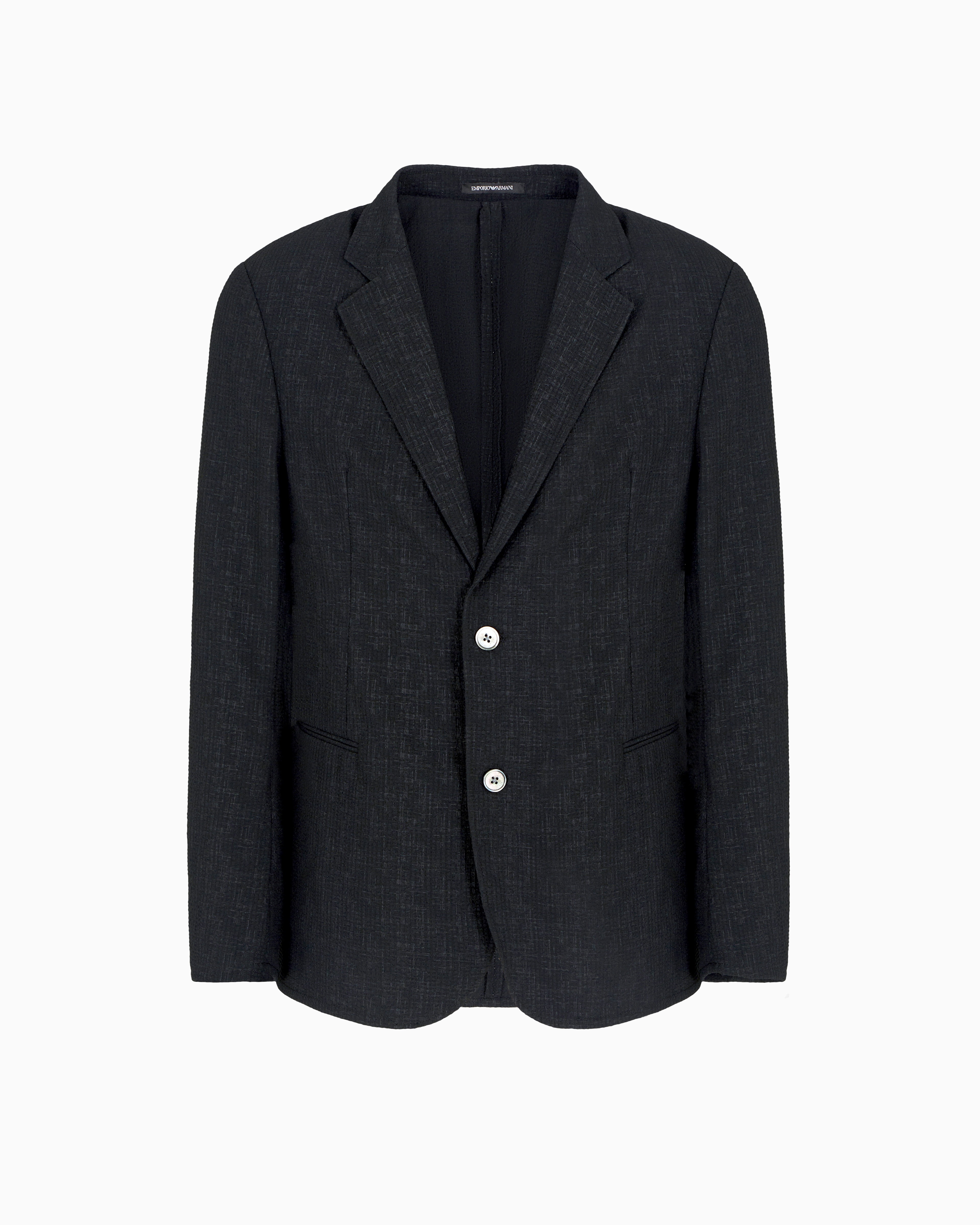 Emporio Armani - Printed seersucker single-breasted blazer, Man, Patterned, Size: