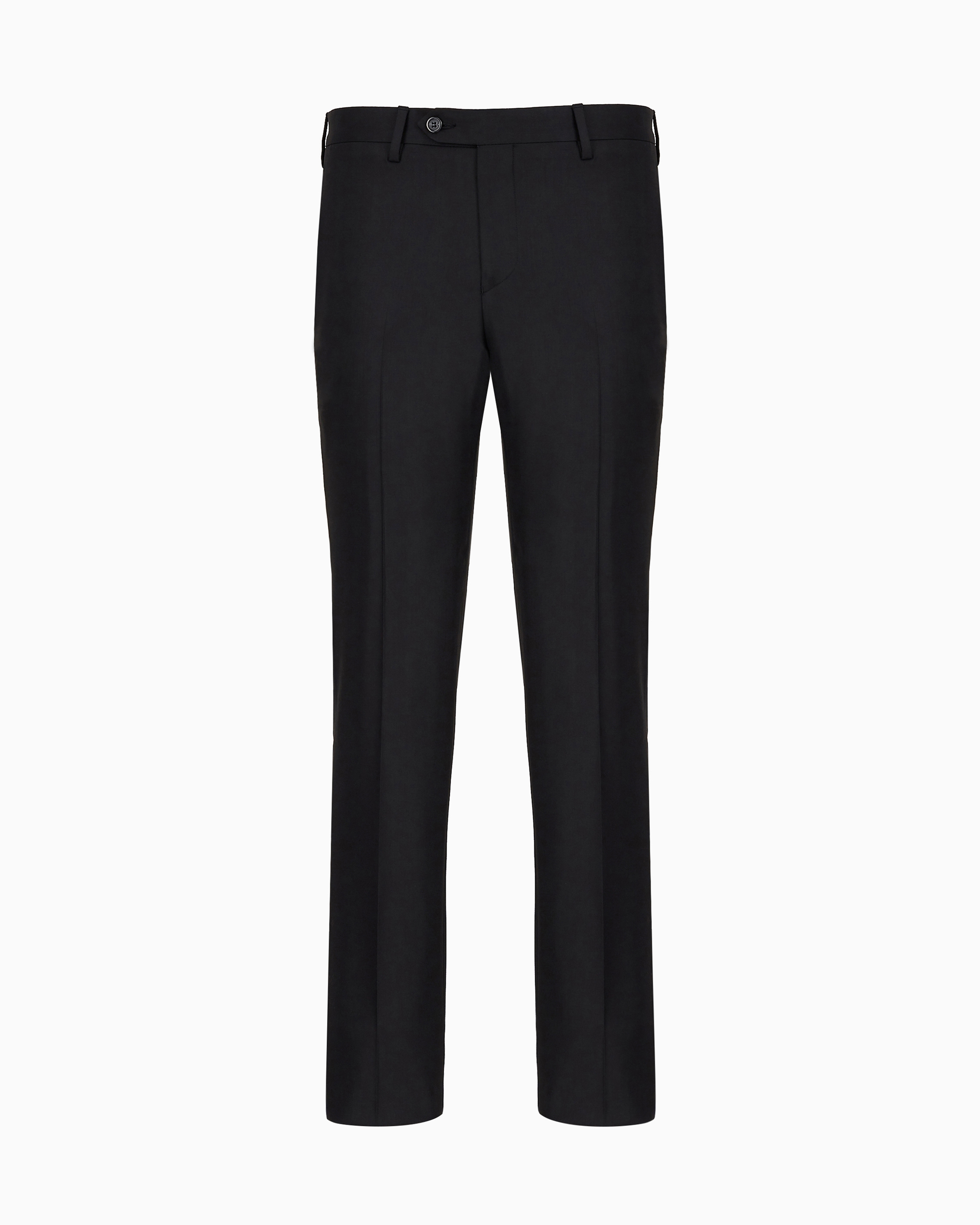 Emporio Armani - Worsted virgin-wool, creased trousers, Man, Black, Size:
