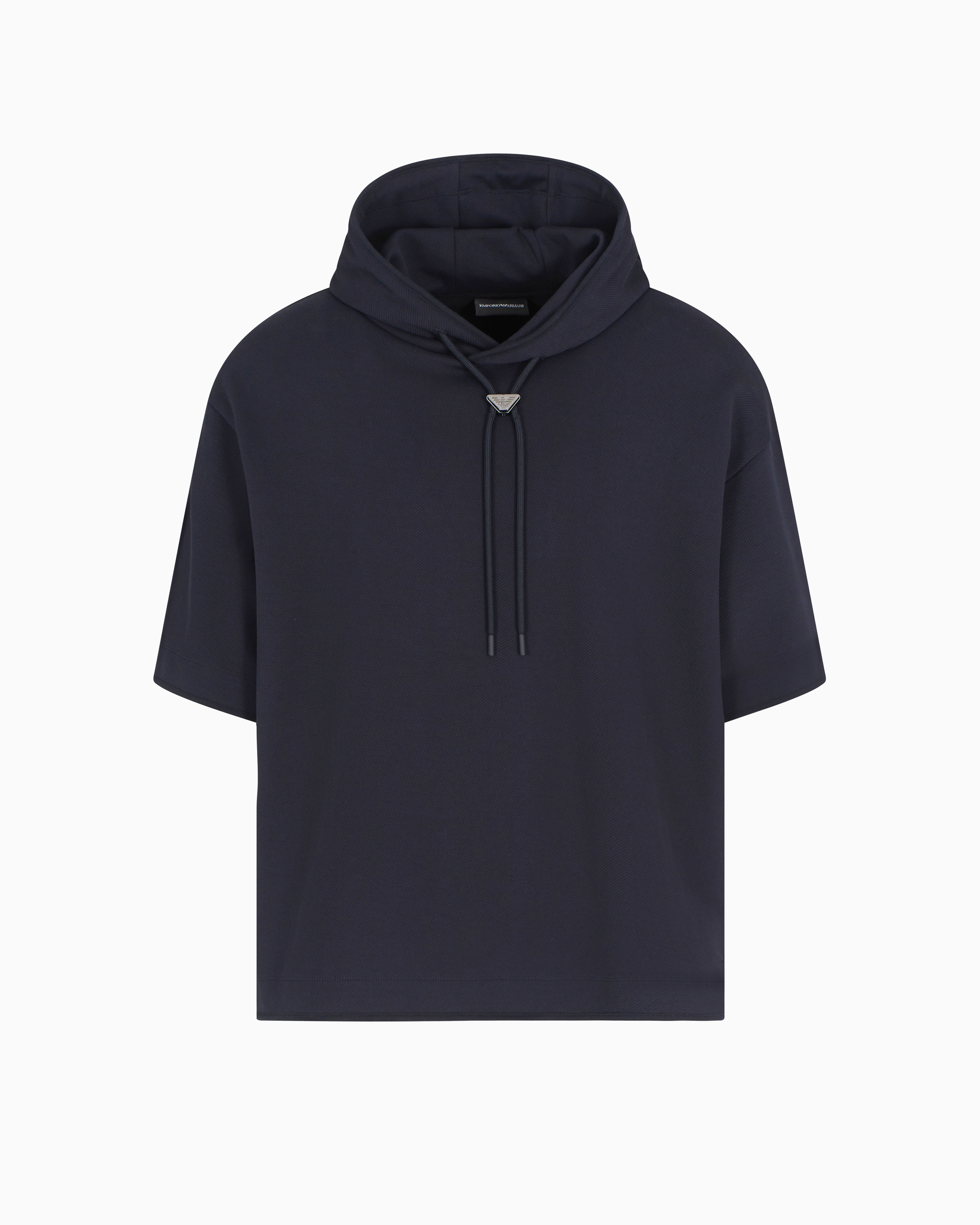 Emporio Armani - ASV Short-sleeved, oversized jersey hooded sweatshirt, Man, Navy Blue, Size: