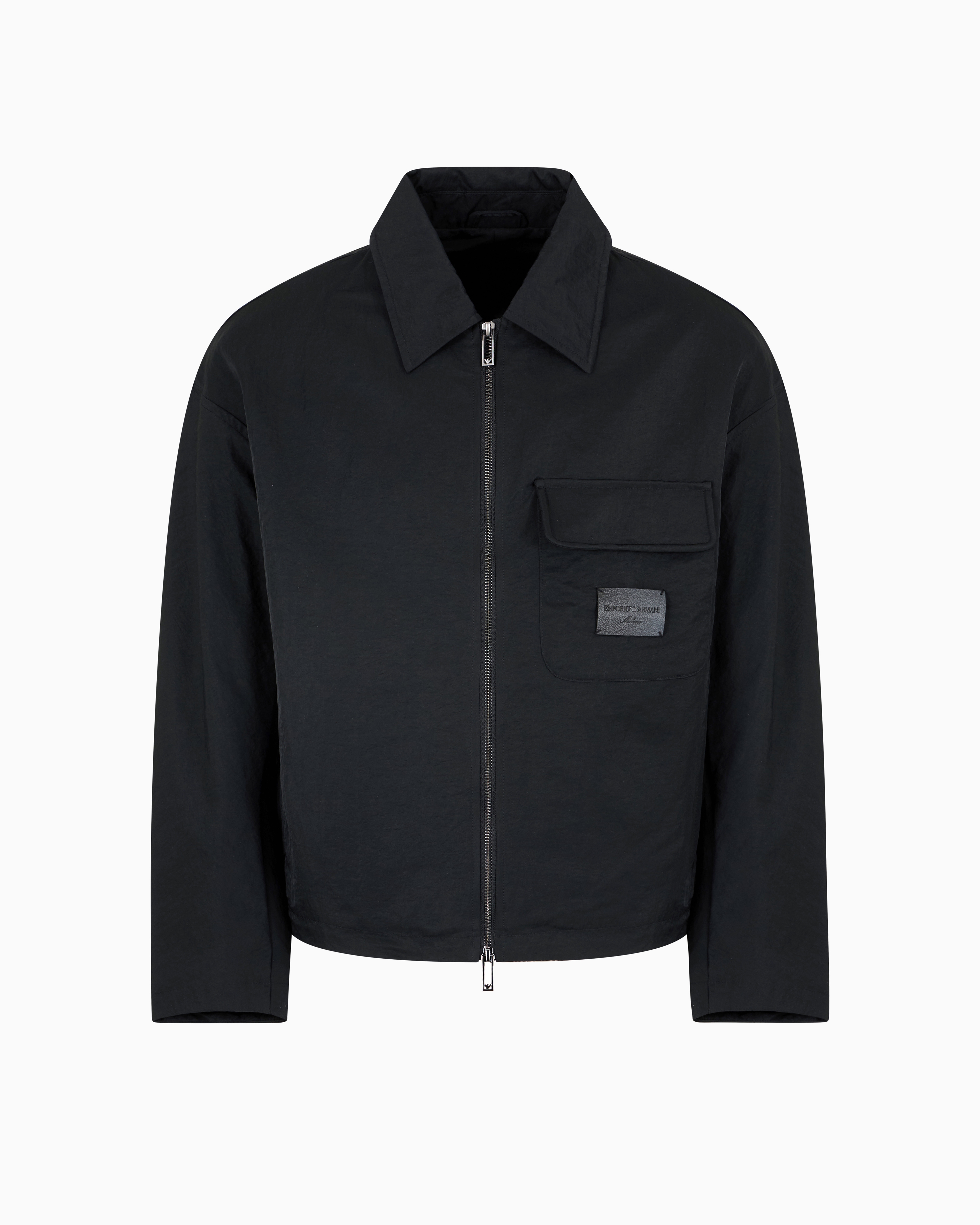 Emporio Armani - Crinkle nylon blouson with zip, Man, Black, Size: