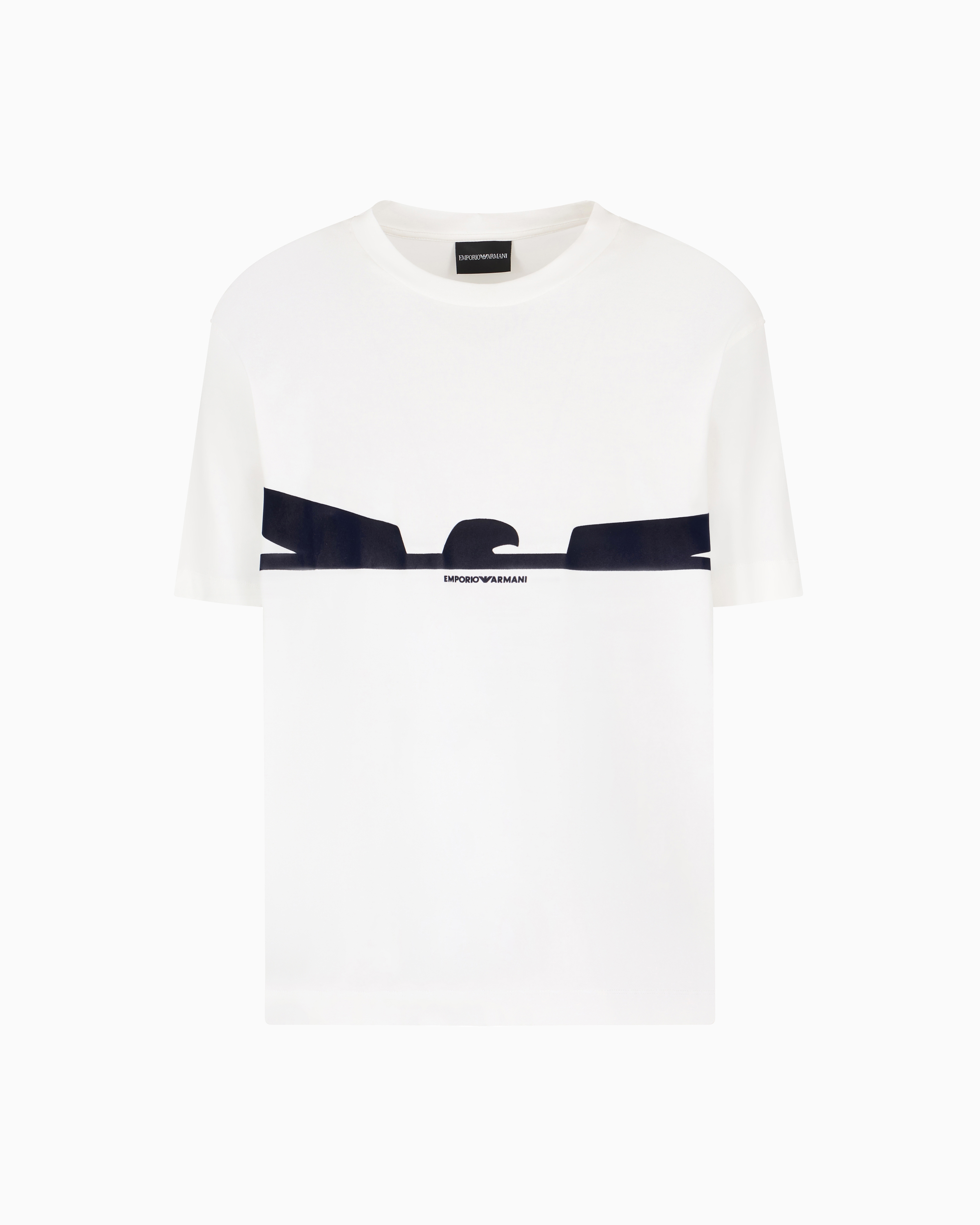 Emporio Armani - ASV Jersey T-shirt with contoured eagle flocked print, Man, White, Size: