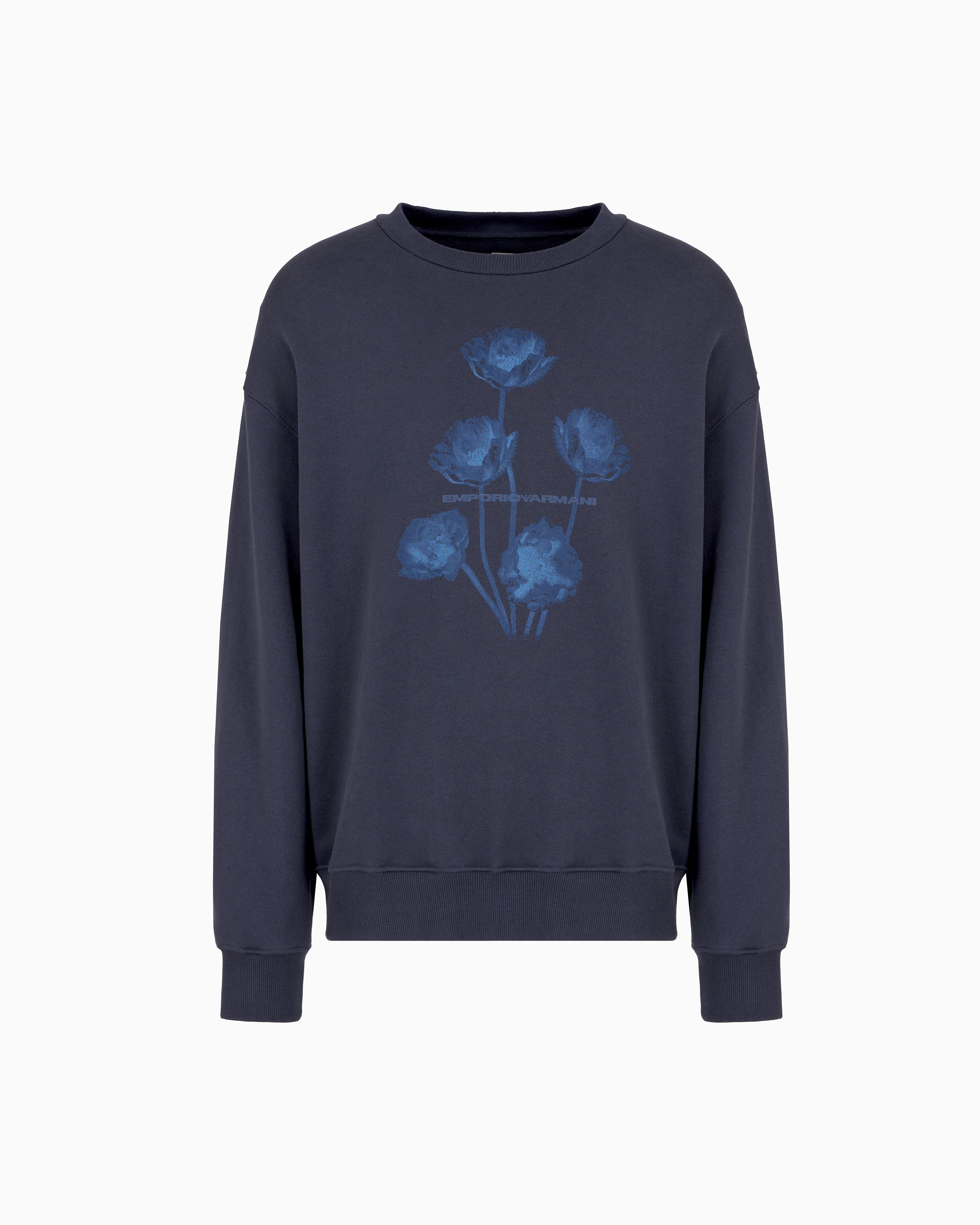 Emporio Armani - ASV sweatshirt with oversized print from the Peace capsule collection, Man, Navy Blue, Size: