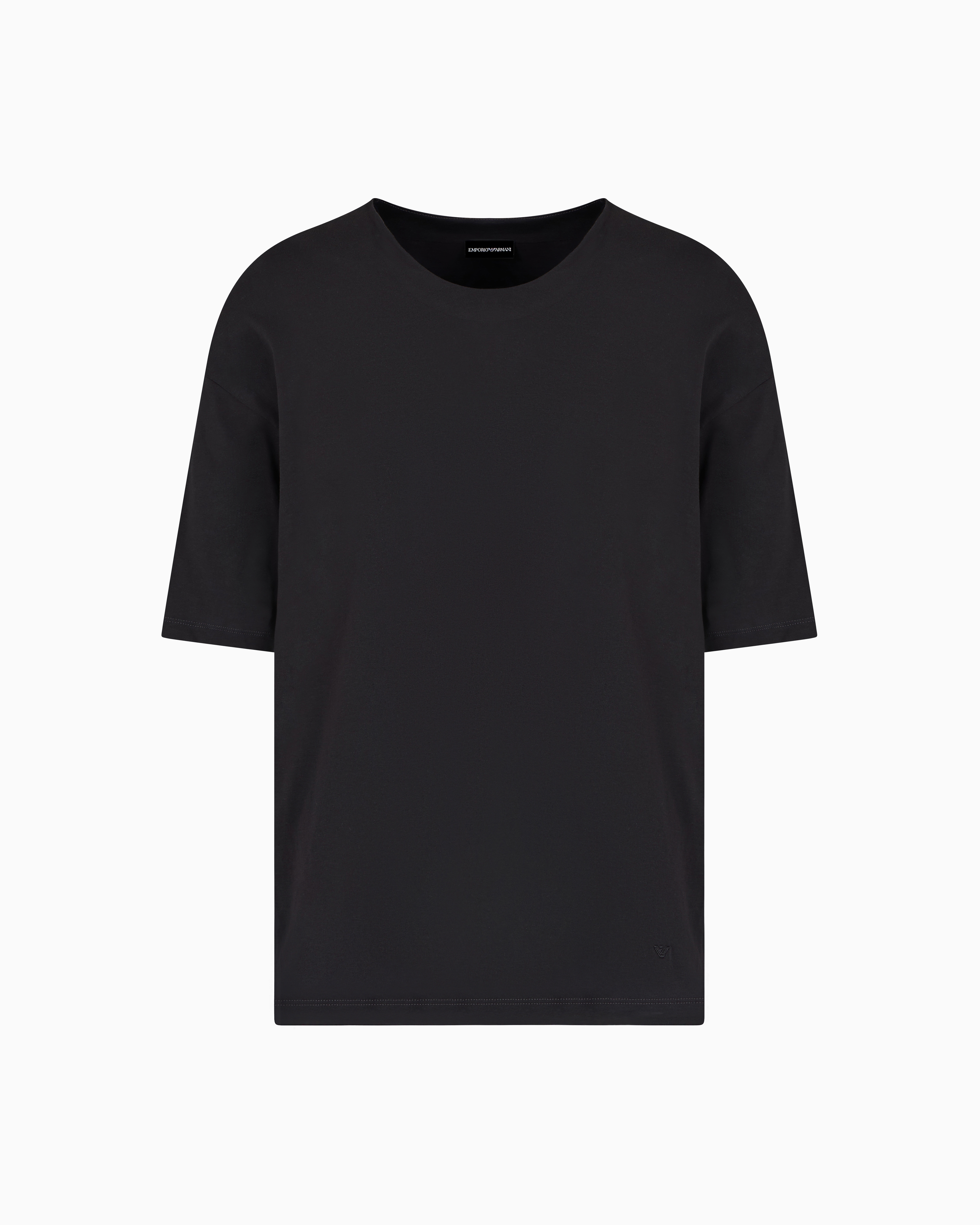 Emporio Armani - ASV Silk-blend jersey V-neck T-shirt, Man, Black, Size: