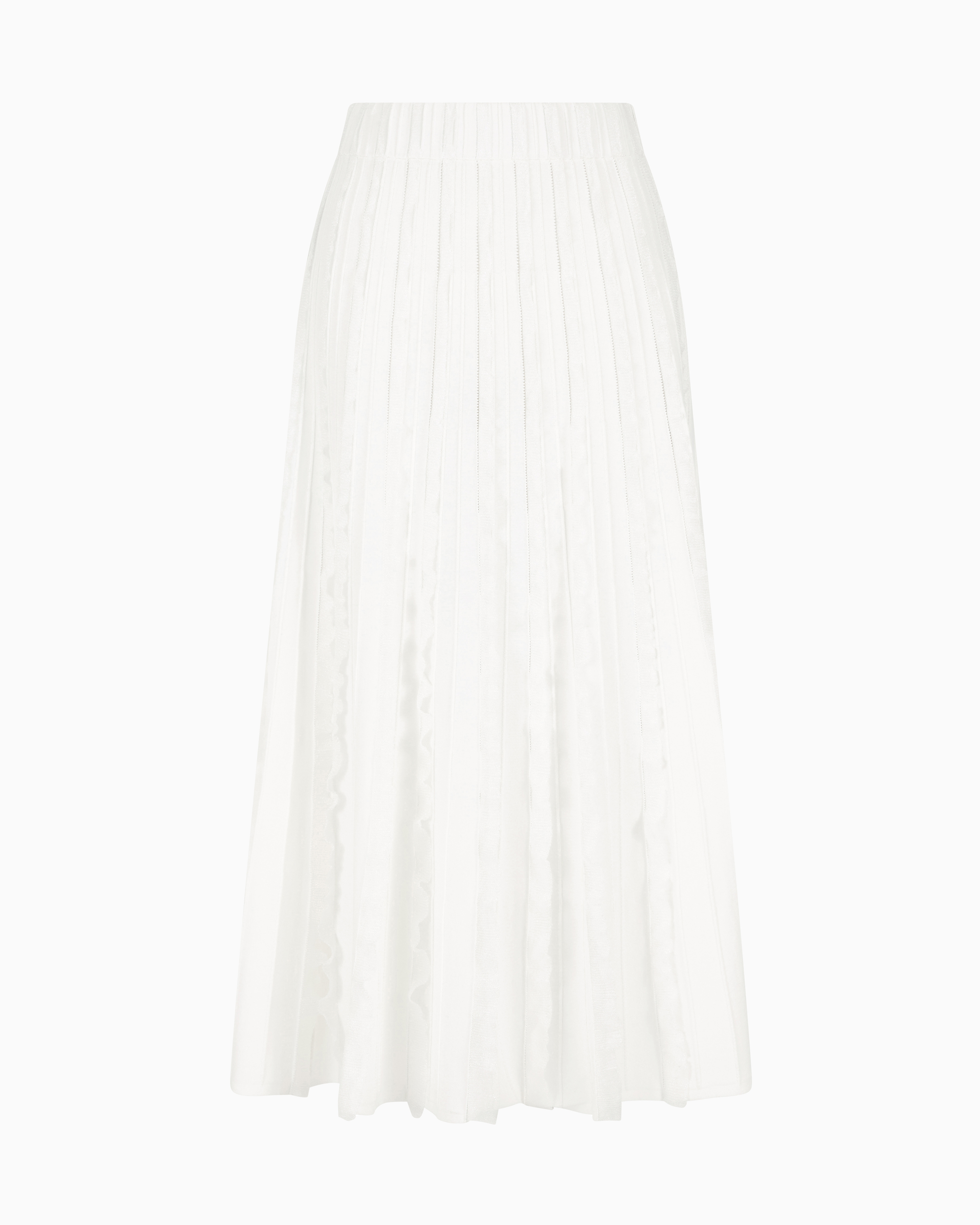 Emporio Armani - Viscose knit skirt with ruches, Woman, White, Size: