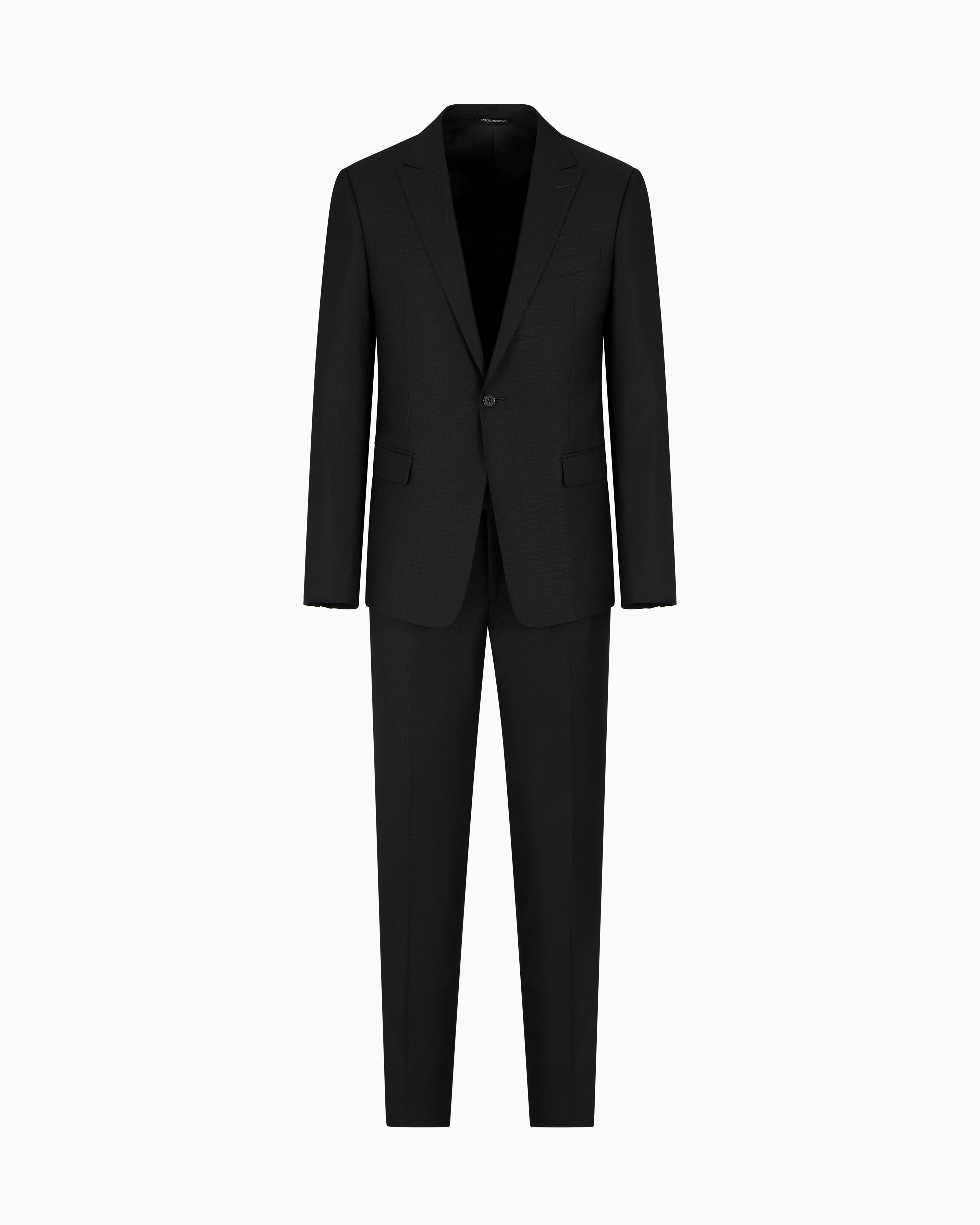 Emporio Armani - Slim-fit, single-breasted, jacquard virgin wool suit with a micro design, Man, Grey, Size: