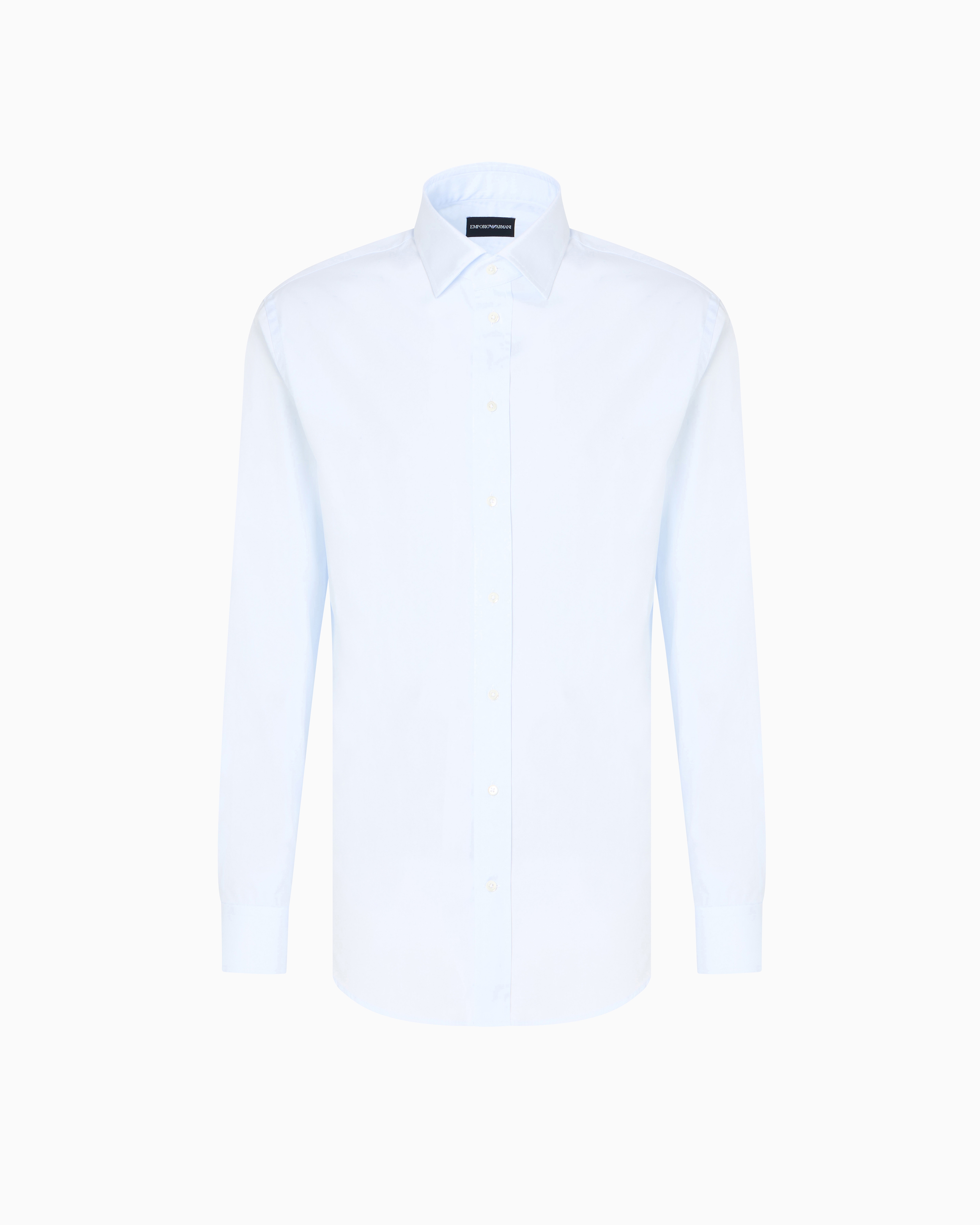 Emporio Armani - Cotton poplin shirt, Man, Light Blue, Size: