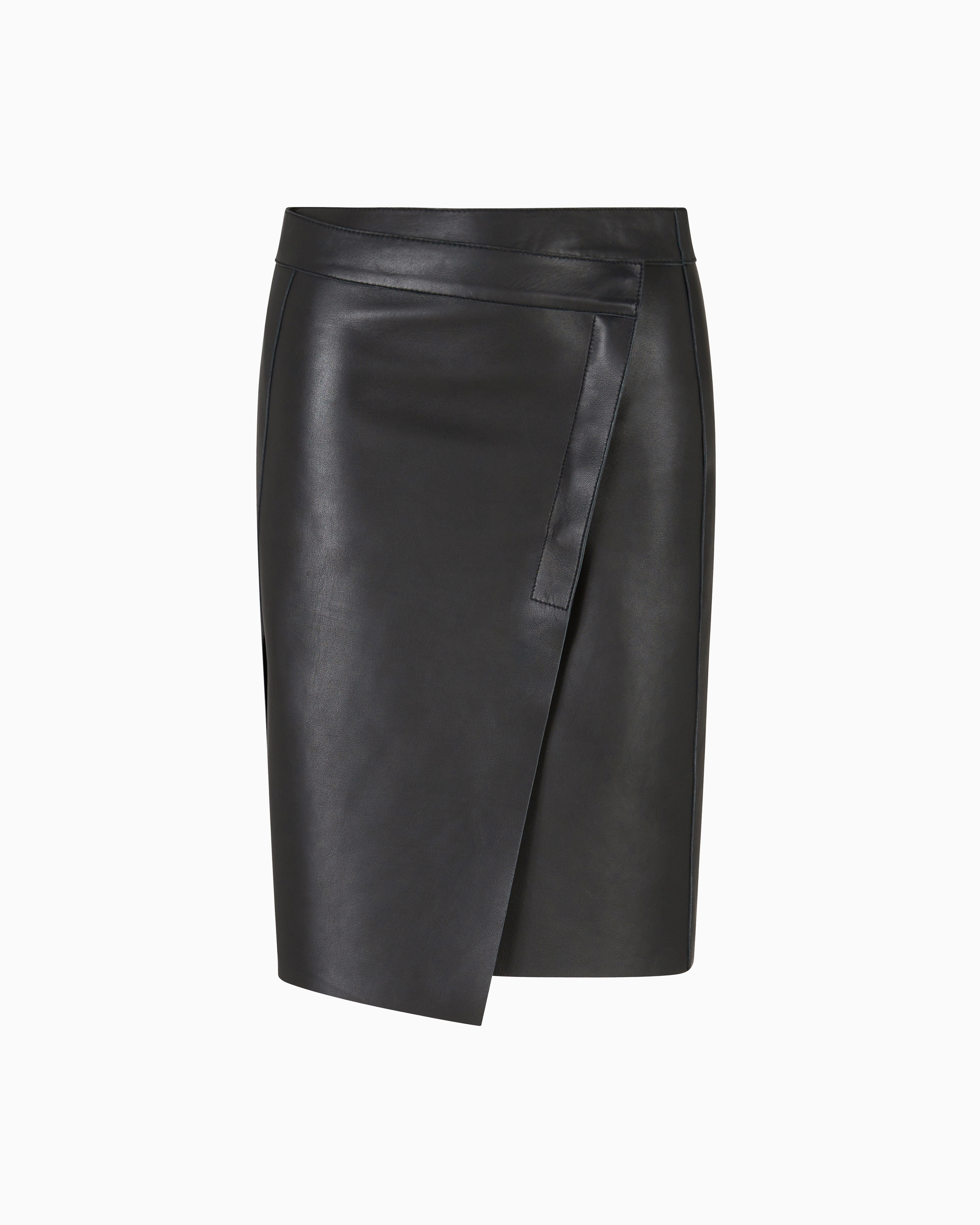Emporio Armani - Dawn to Dusk nappa lambskin wrap skirt, Woman, Black, Size: 42