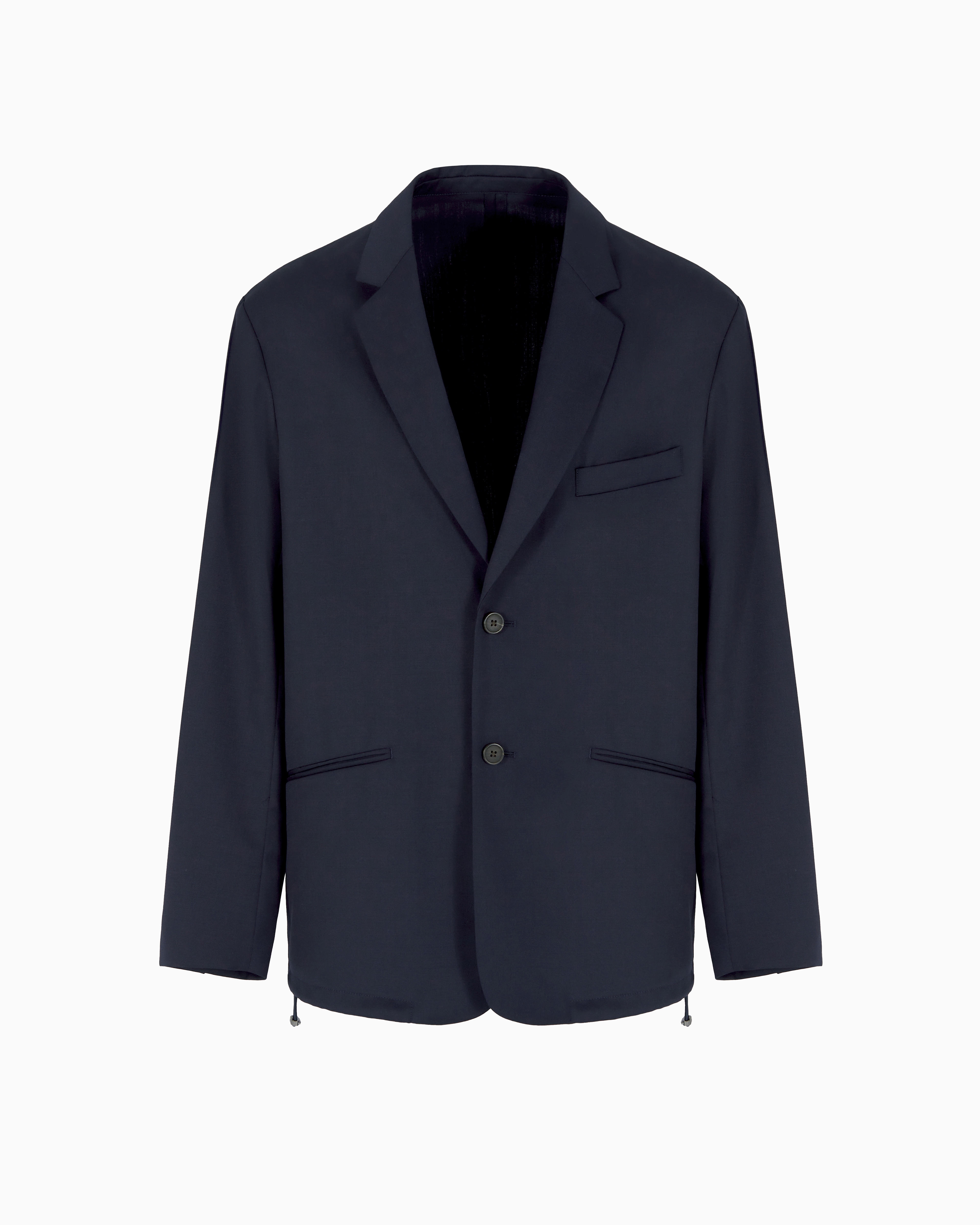 Emporio Armani - Single-breasted jacket a lightweight virgin-wool blend twill, Man, Navy Blue, Size: