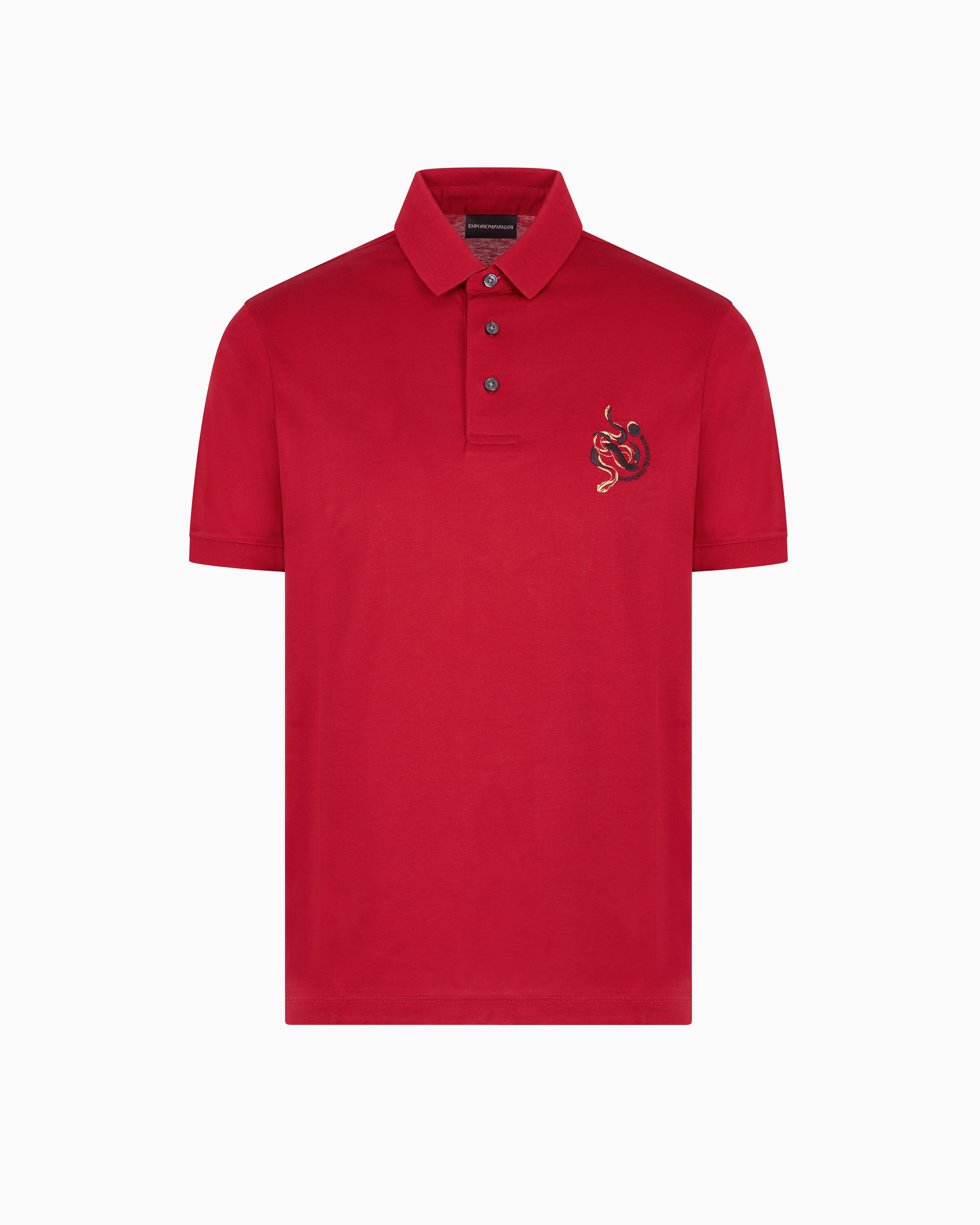 Emporio Armani - ASV Lyocell blend jersey polo shirt with embroidery, Man, Red, Size: S