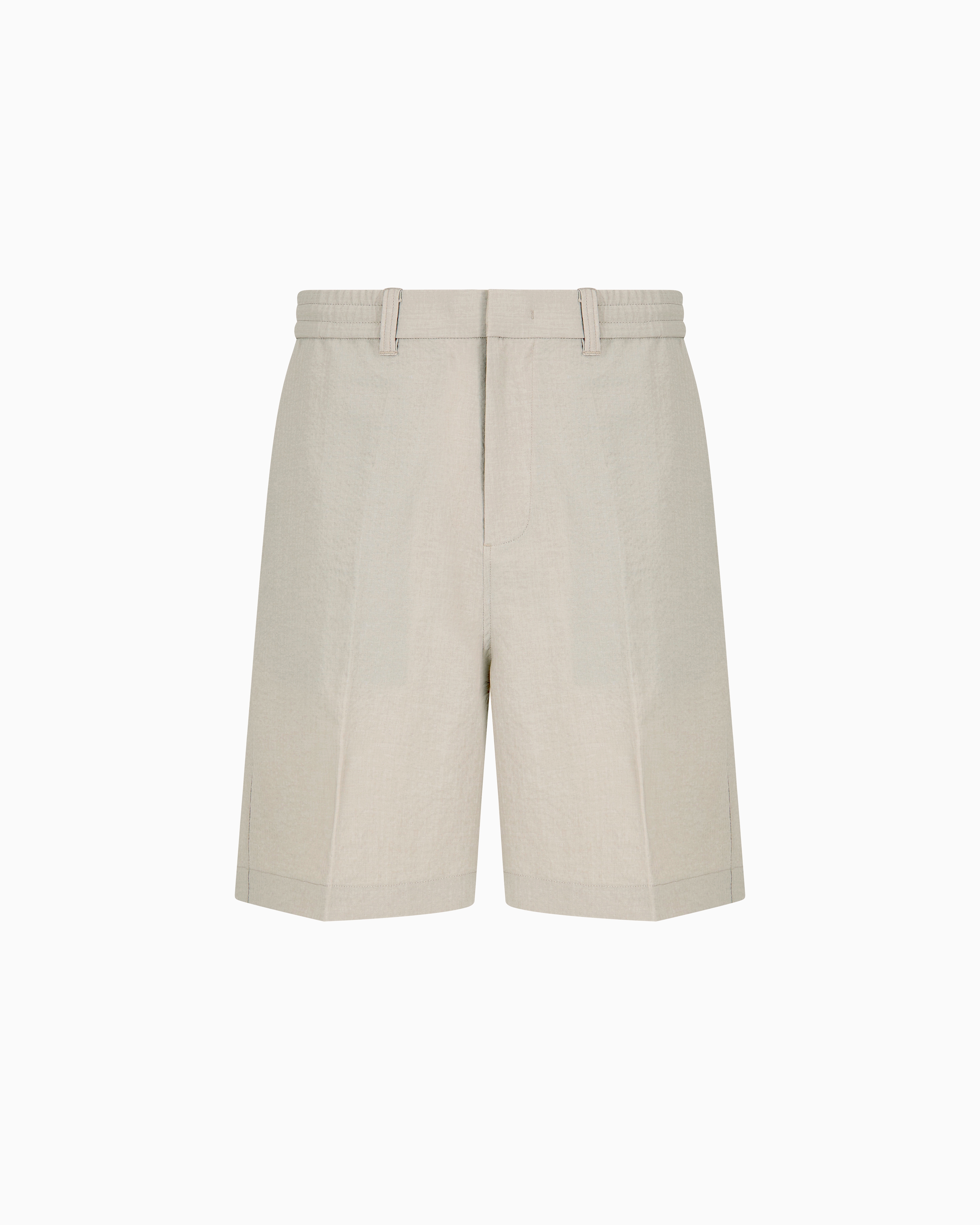 Emporio Armani - Nylon seersucker elasticated-back Bermuda shorts, Man, Grey, Size: