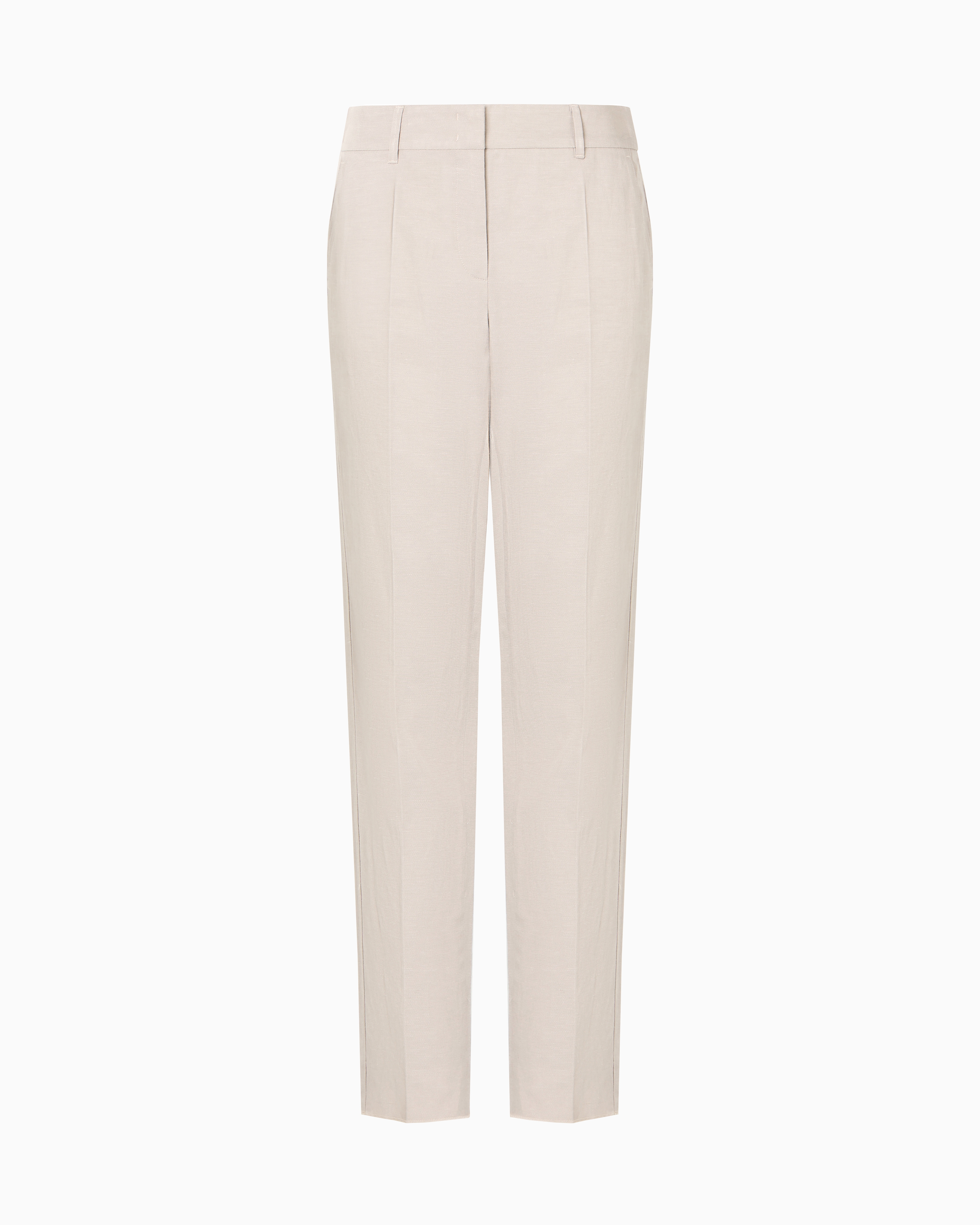 Emporio Armani - Linen-blend trousers with pleats, Woman, Beige, Size: 36