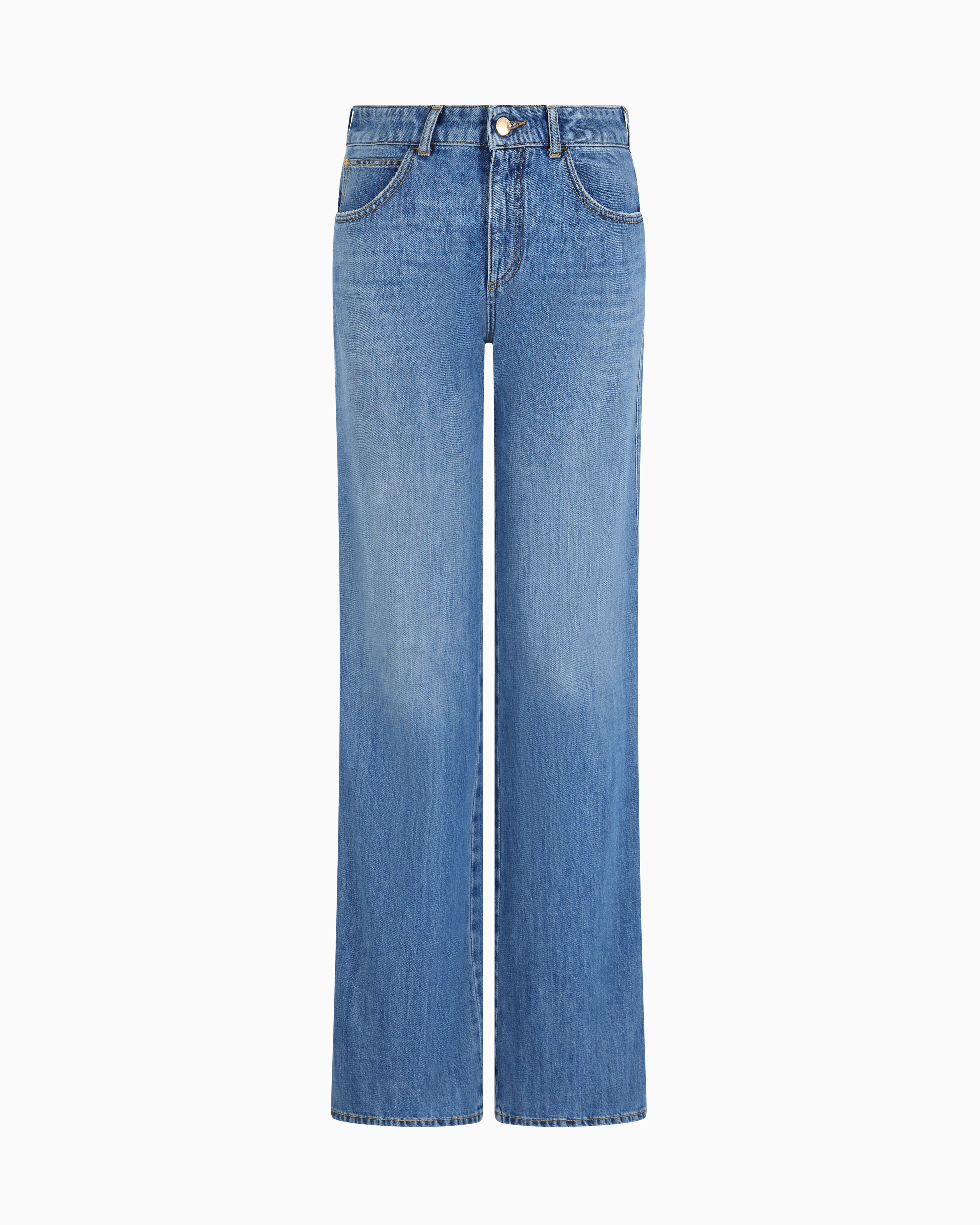 Emporio Armani Blue J9d Mid-Rise Jeans With Flared Hem In Denim Size 25