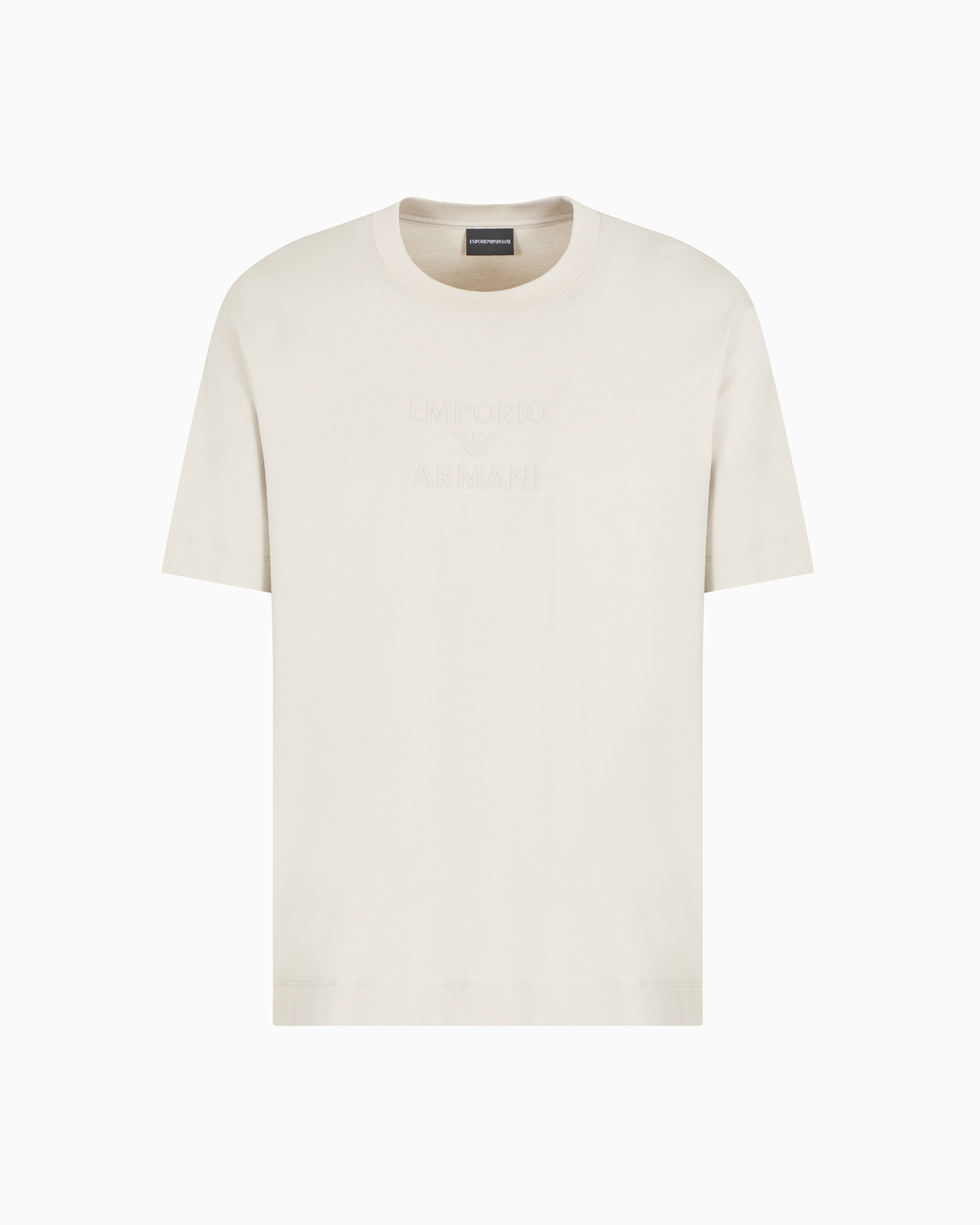 Emporio Armani - ASV Jersey T-shirt with rubberised logo, Man, Beige, Size: