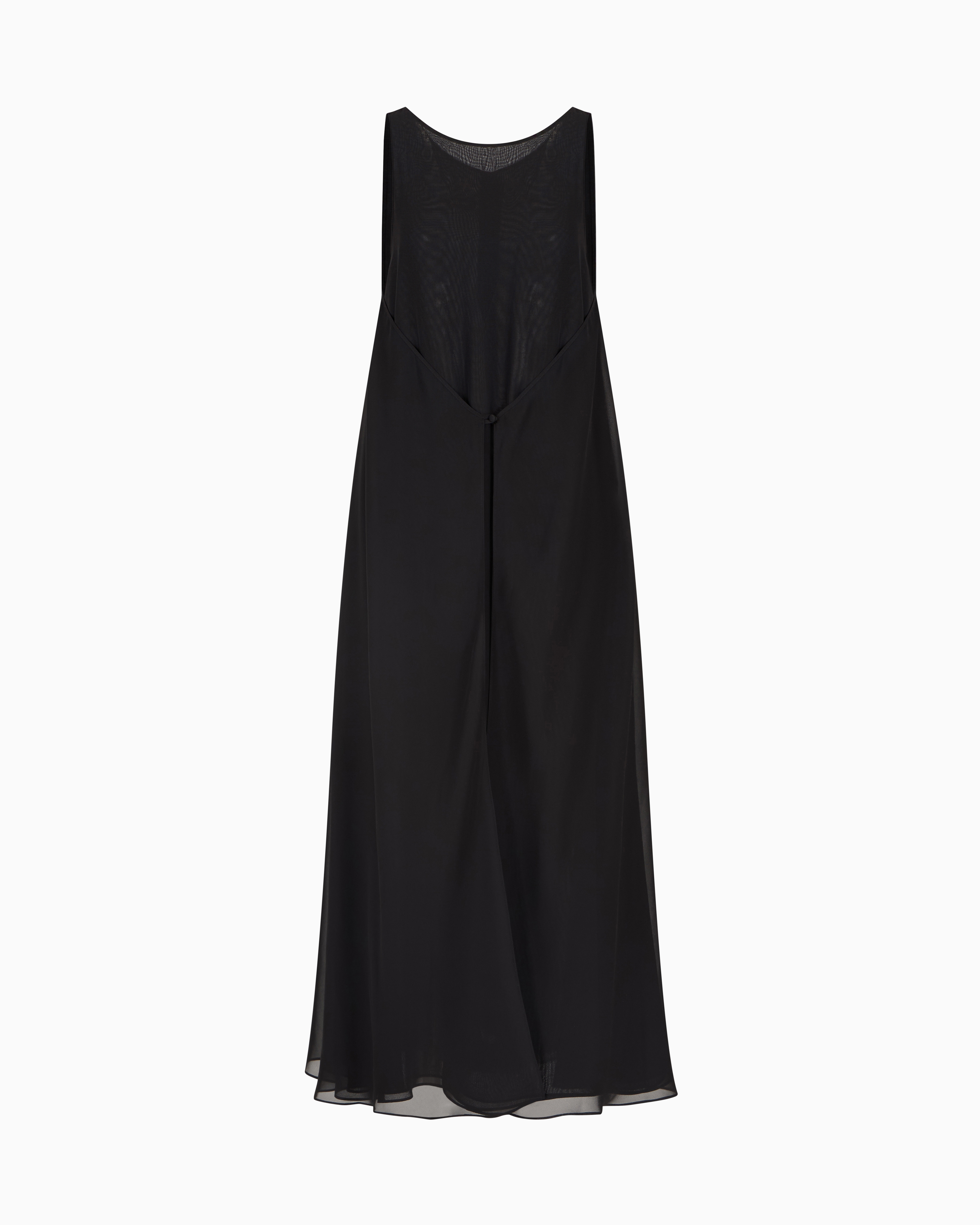 Technical georgette long dress with front panel | Emporio Armani