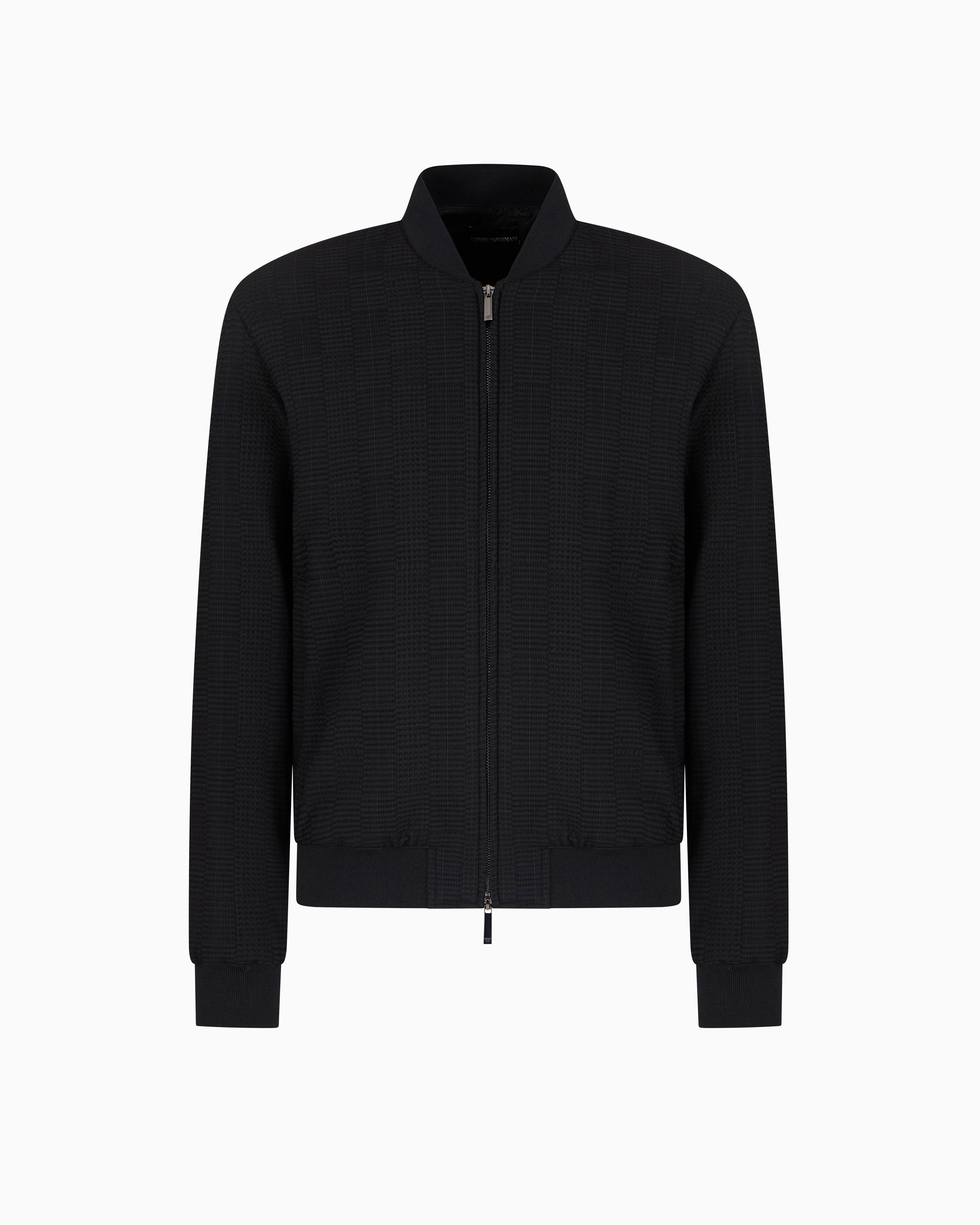 Emporio Armani - Virgin-wool bomber jacket with 3D-effect weave, Man, Black, Size: