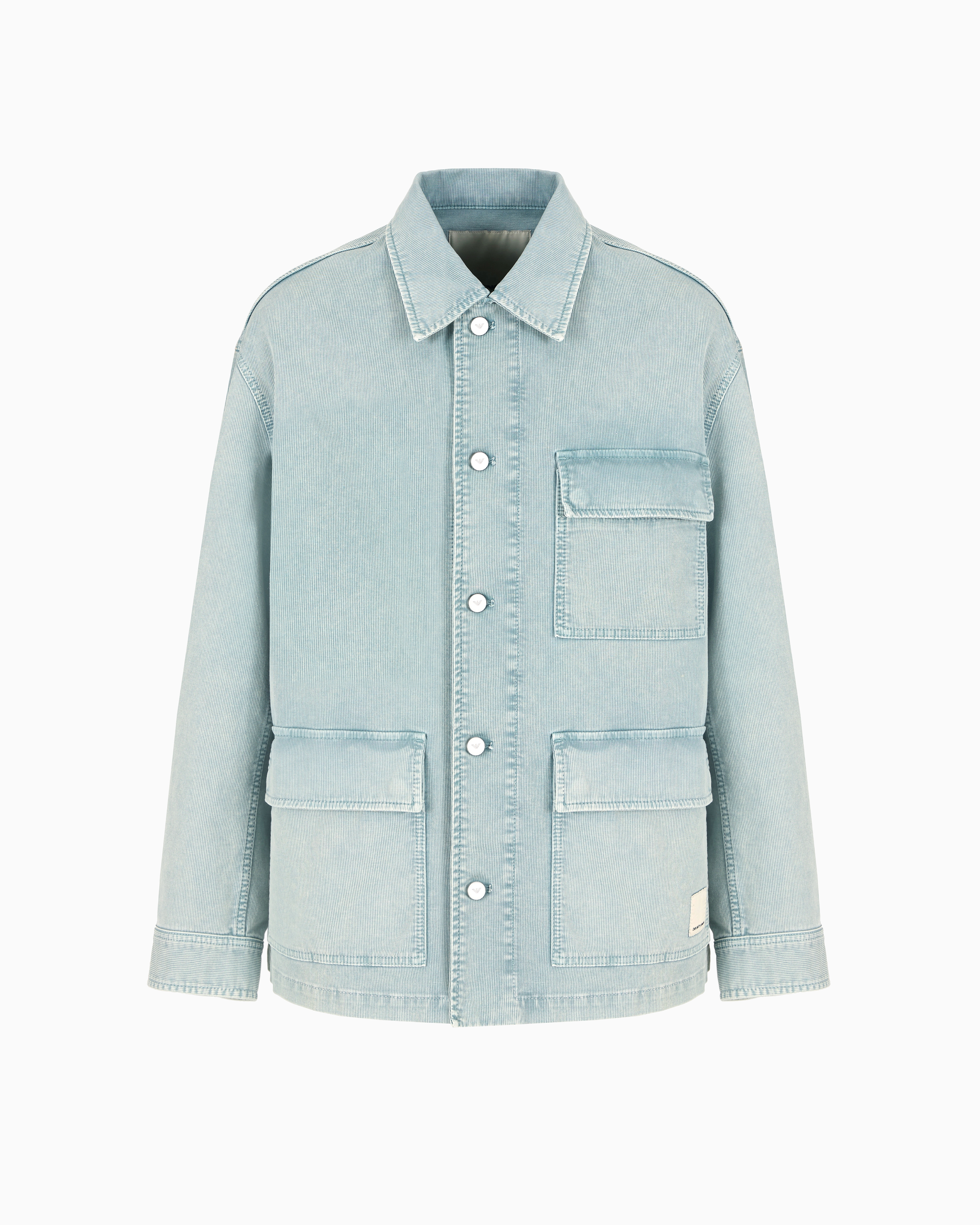 Emporio Armani - ASV vintage-look comfort cotton canneté jacket from the Peace capsule collection, Man, Blue, Size: