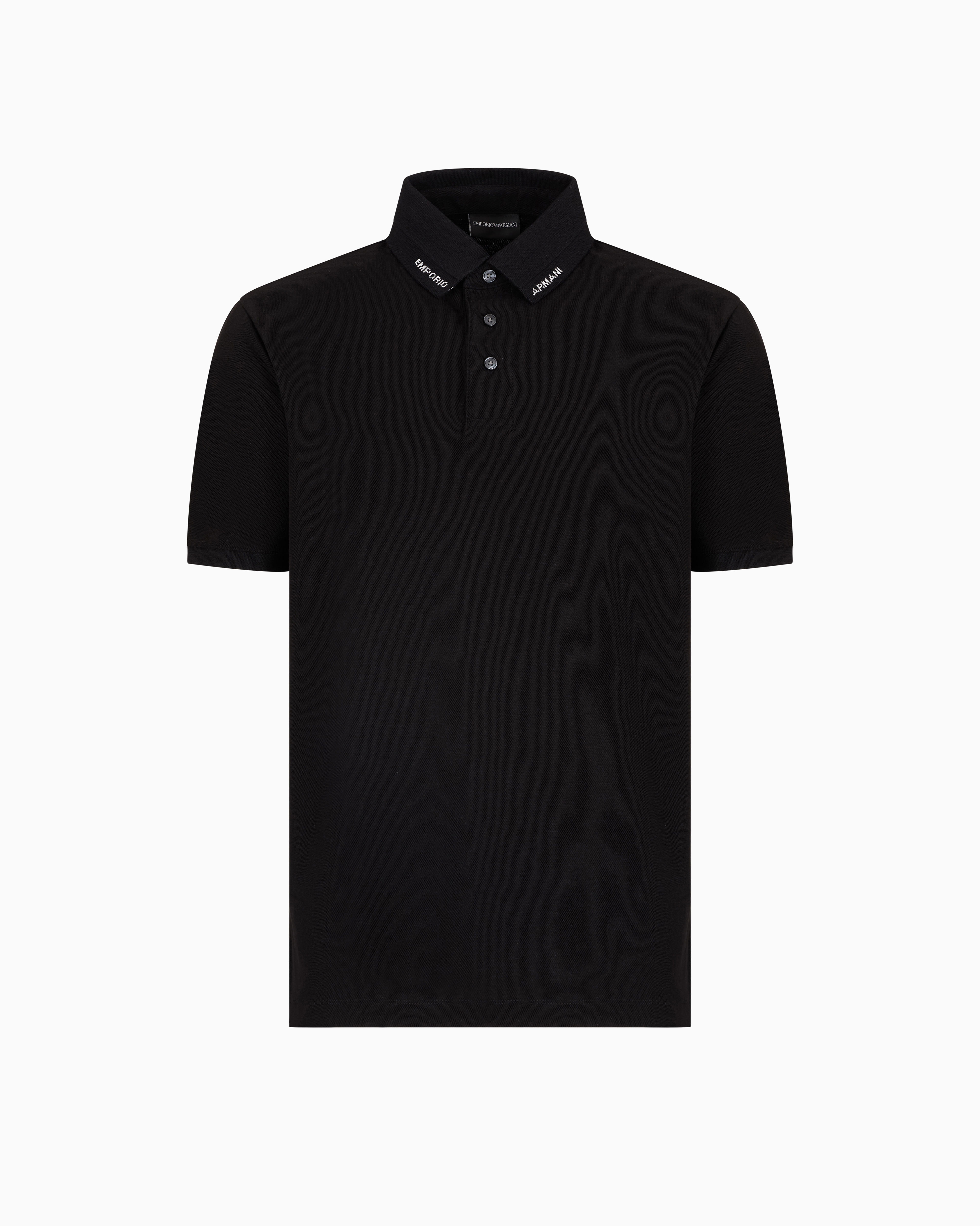 Emporio Armani - Jersey polo shirt with logo collar, Man, Black, Size: