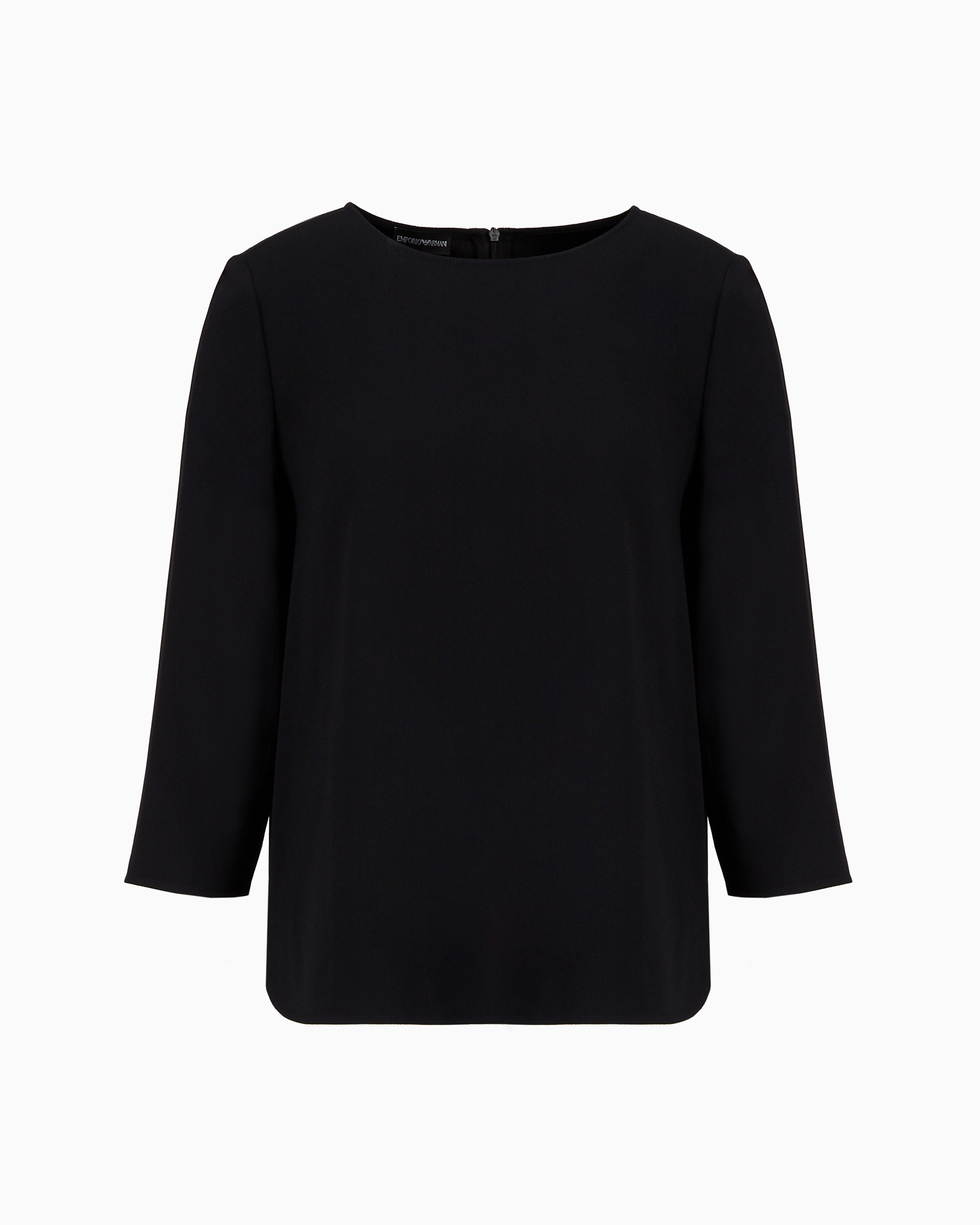 Emporio Armani - Envers-satin blouse with 3/4 sleeves, Woman, Black, Size: